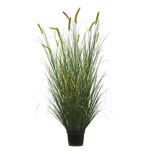 Artificial 14-Head Long Cat Tail with Curved Onion Grass Bonsai 24cm H