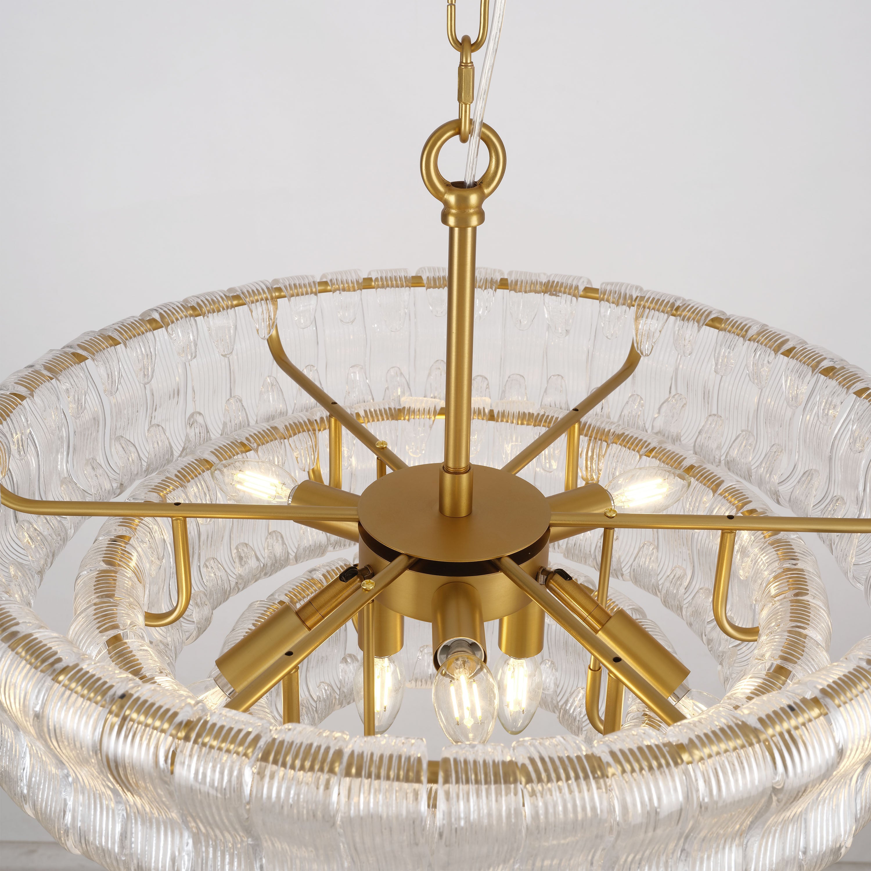Ondalia Tiered Glass Round Chandelier 24"D