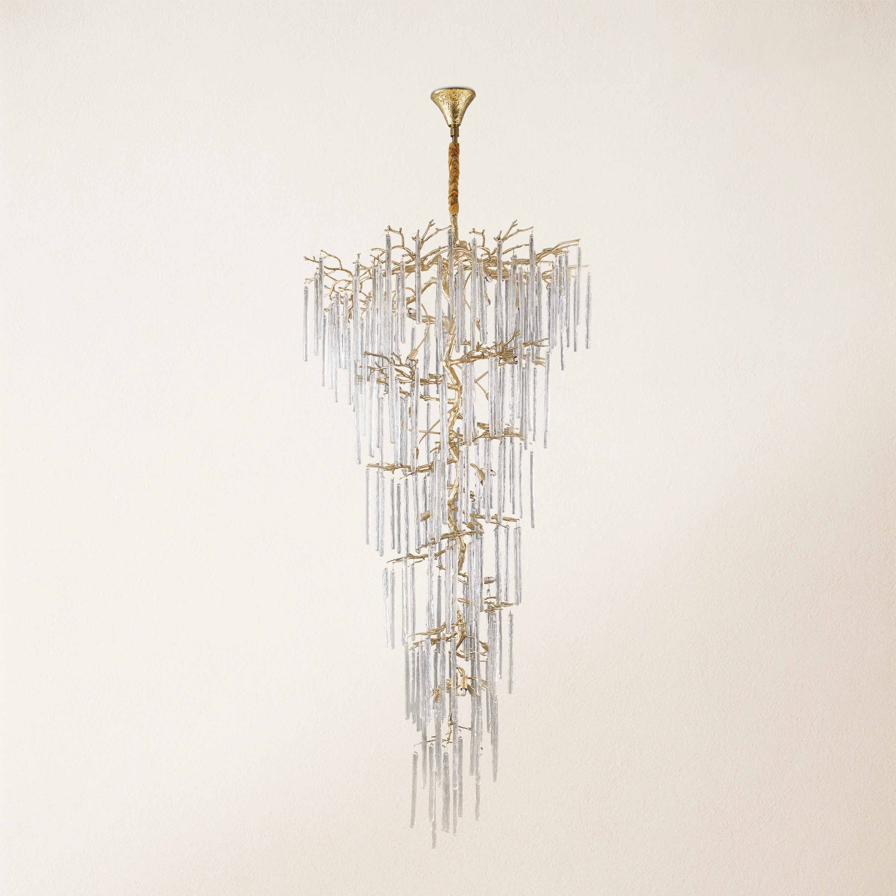 Ice Strip Modern Crystal Tree Branch Staircase Chandelier 240cm