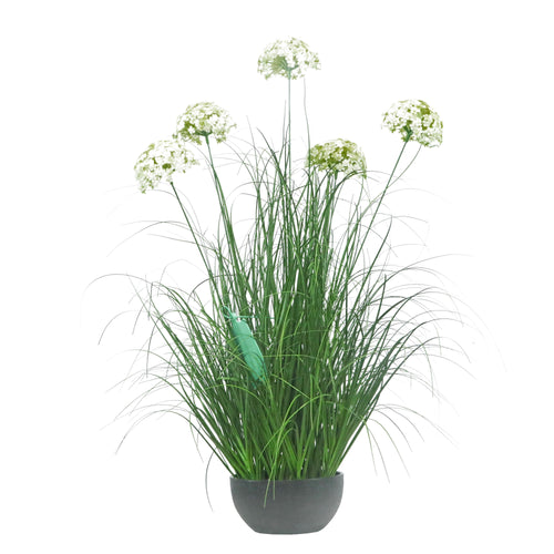 Artificial 5-Head Hydrangea with Curved Onion Grass Bonsai 19cm H