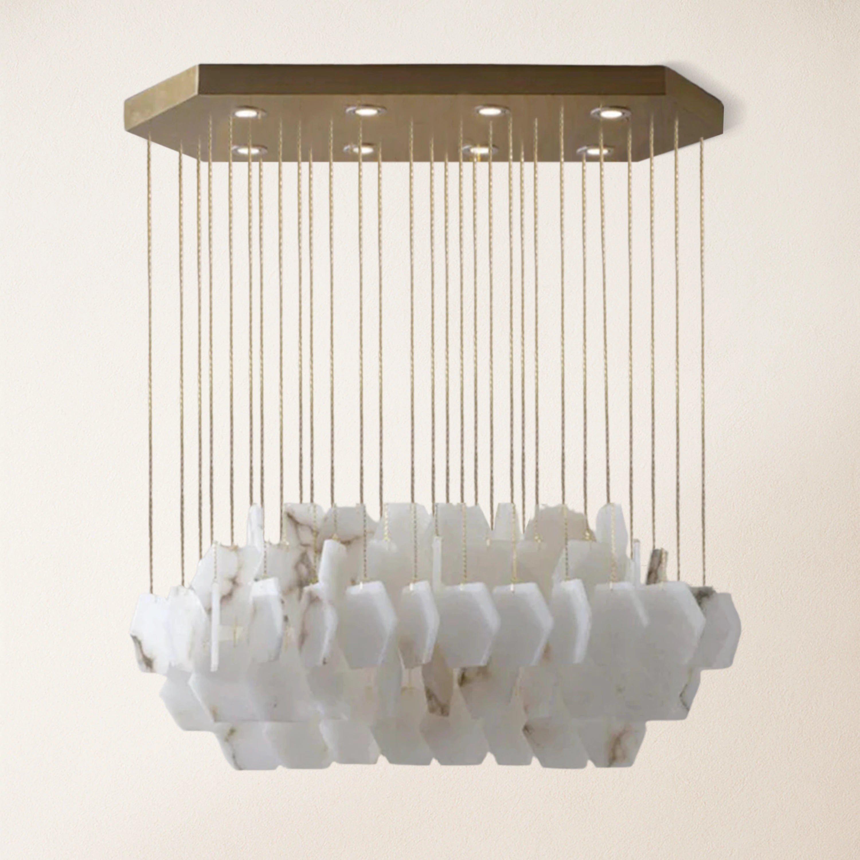 Talan Natural Alabaster Modern Chandelier 32''W#Finish_Gold