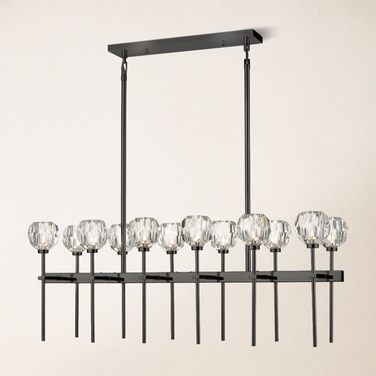 Parisian Crystal Double Linear Chandelier 122 cm L