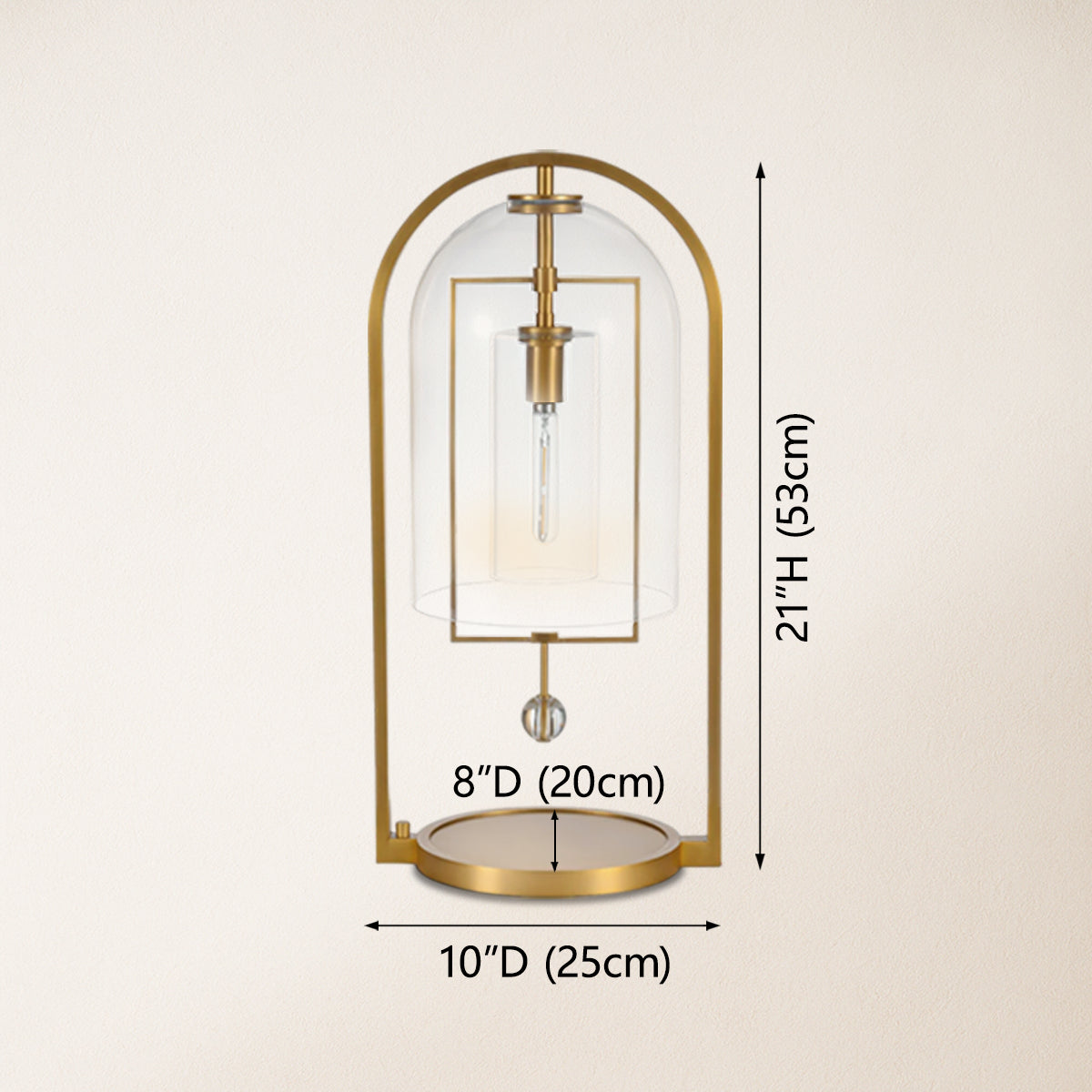 Bellhop Vintage Glass Table Lamp 53 cm H