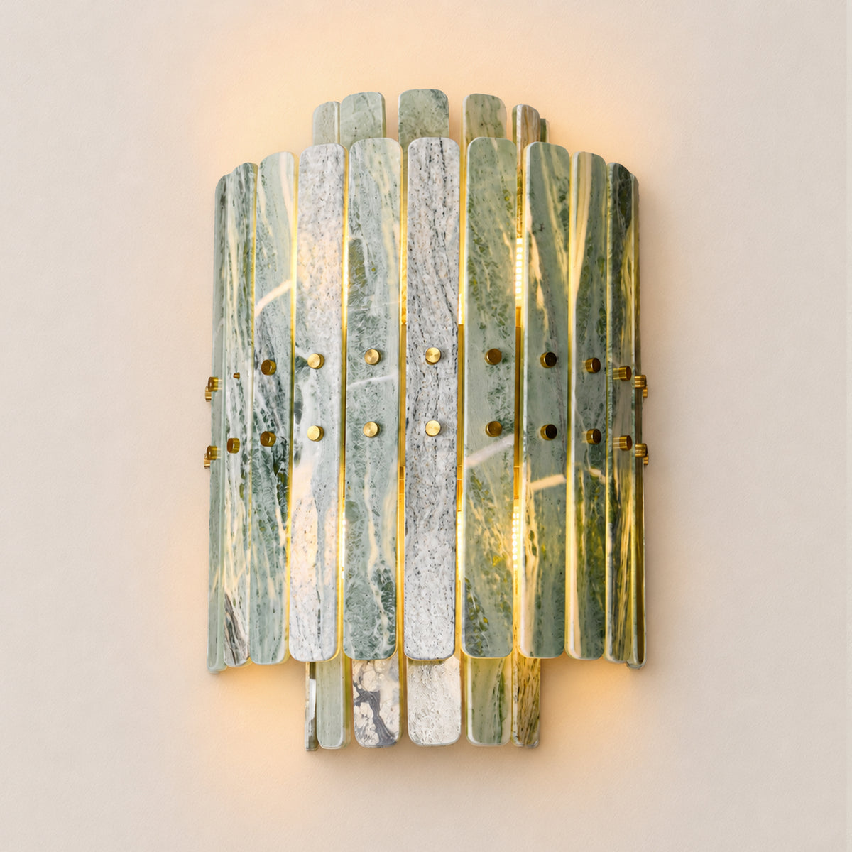 Pietra Green Marble Round Wall Sconce 11.8"D