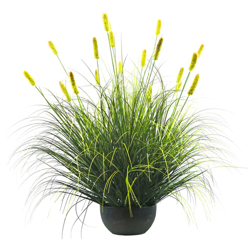 Artificial 20-Head Short Pine Grass with Curved-Straight Onion Grass Bonsai 24cm H