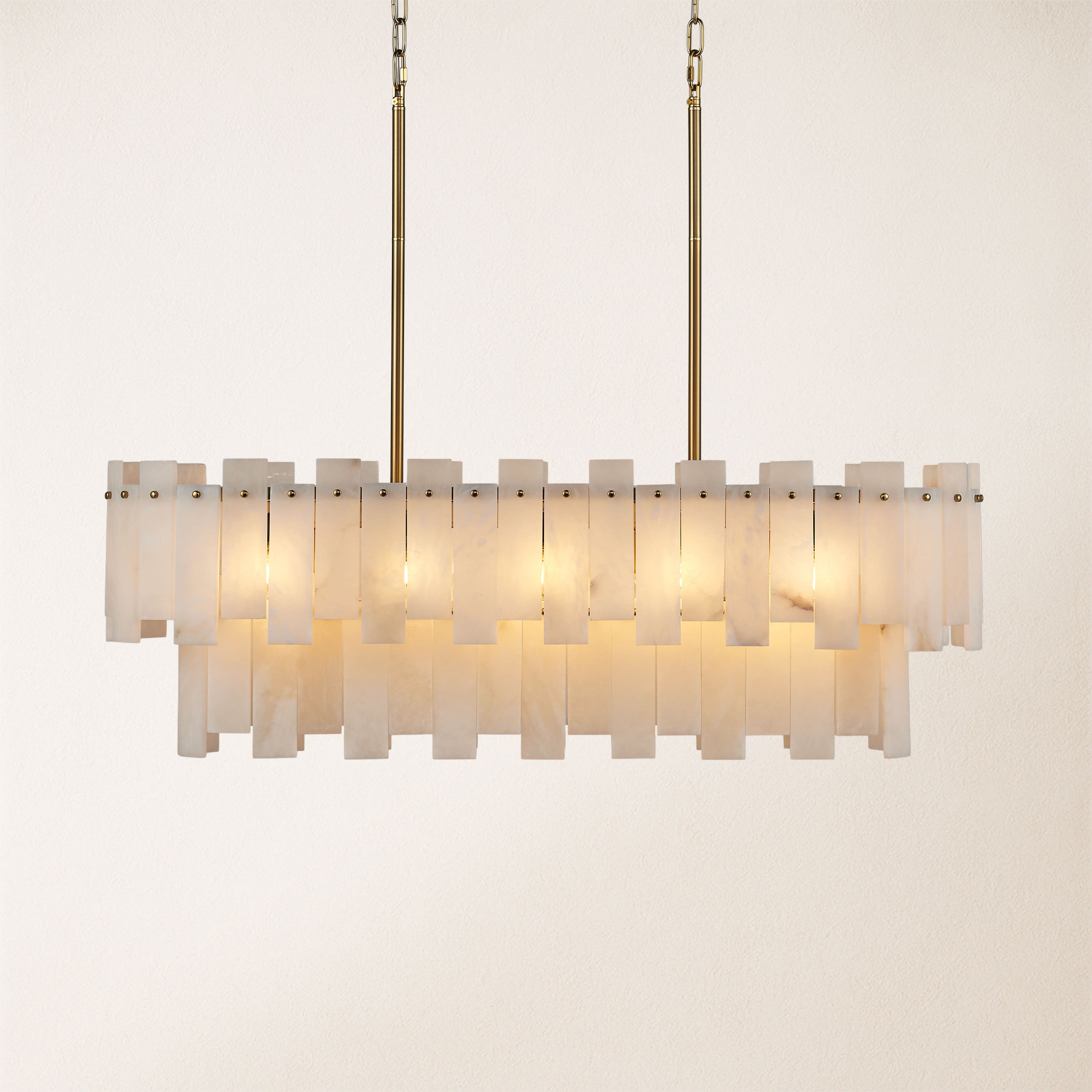 Nivislight Alabaster 2-Tier Rectangular Chandelier 101cm D