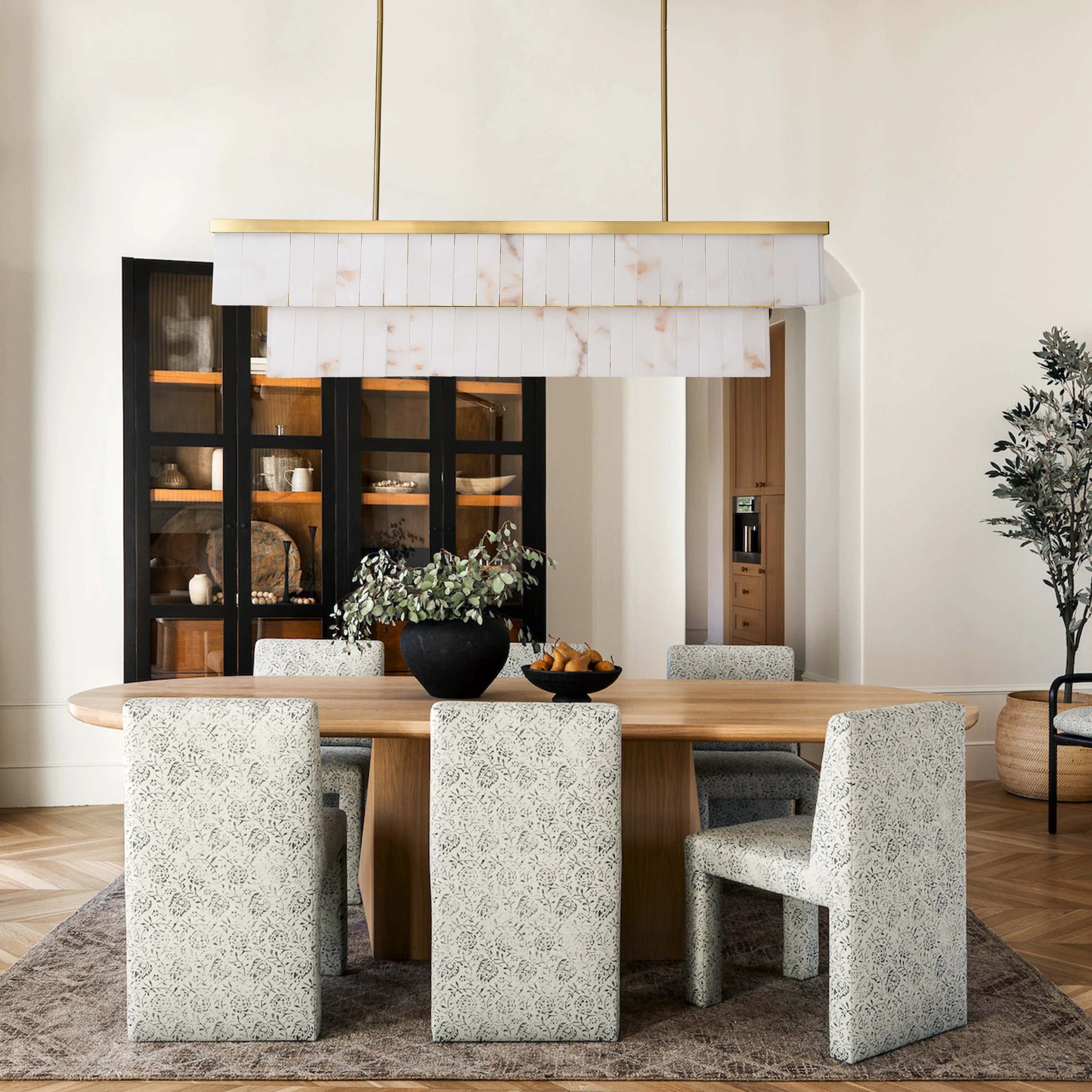 Solmare Alabaster Rectangular Chandelier 55"W