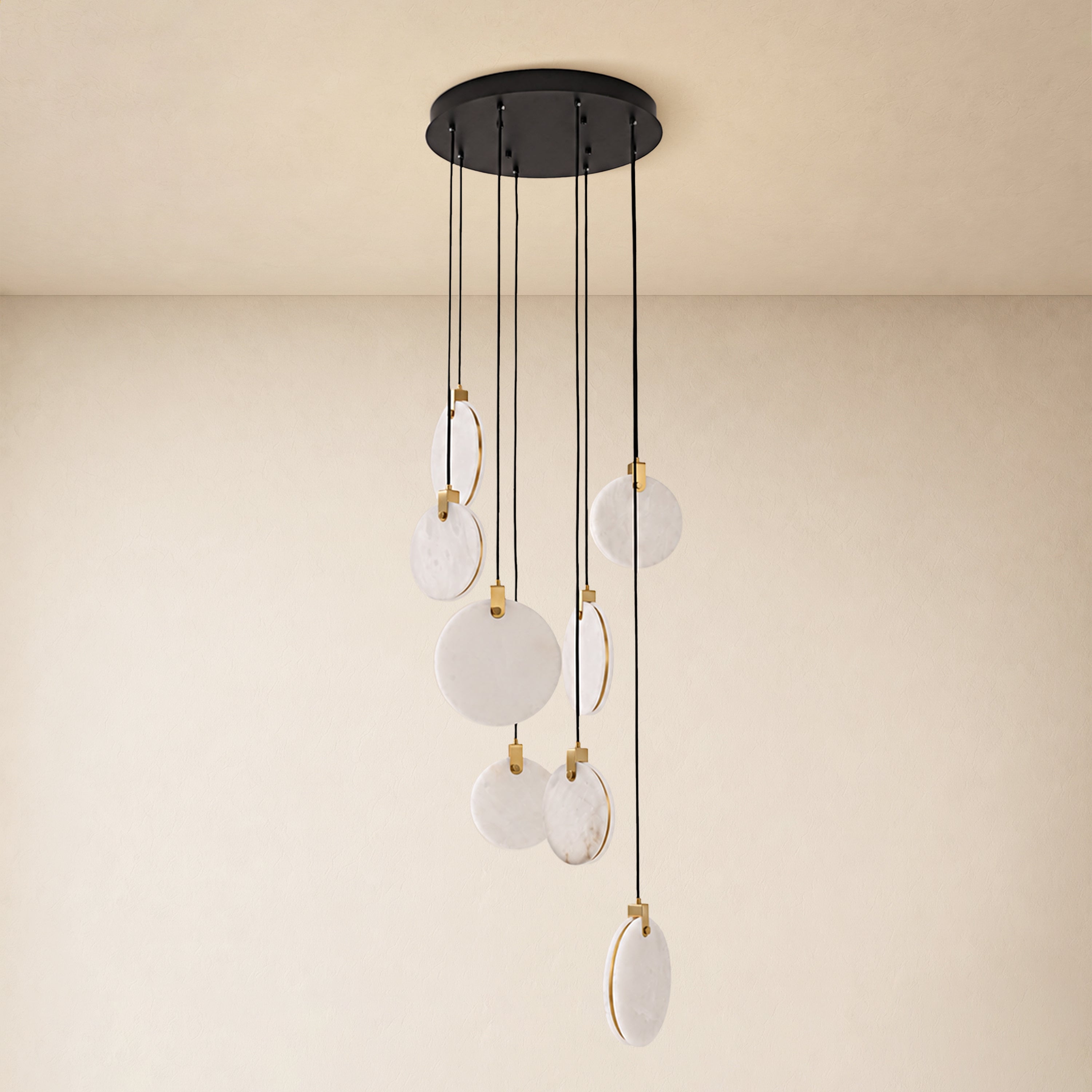 Orbelis Alabaster Round Multi-Light Chandelier 20"D