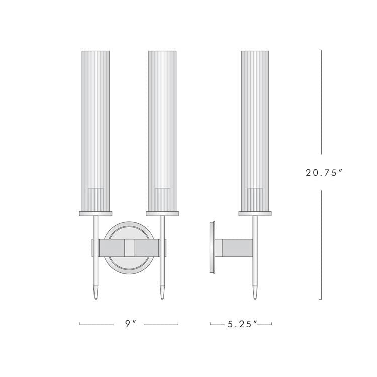 Bellmere 2 Lights Glass Wall Sconce