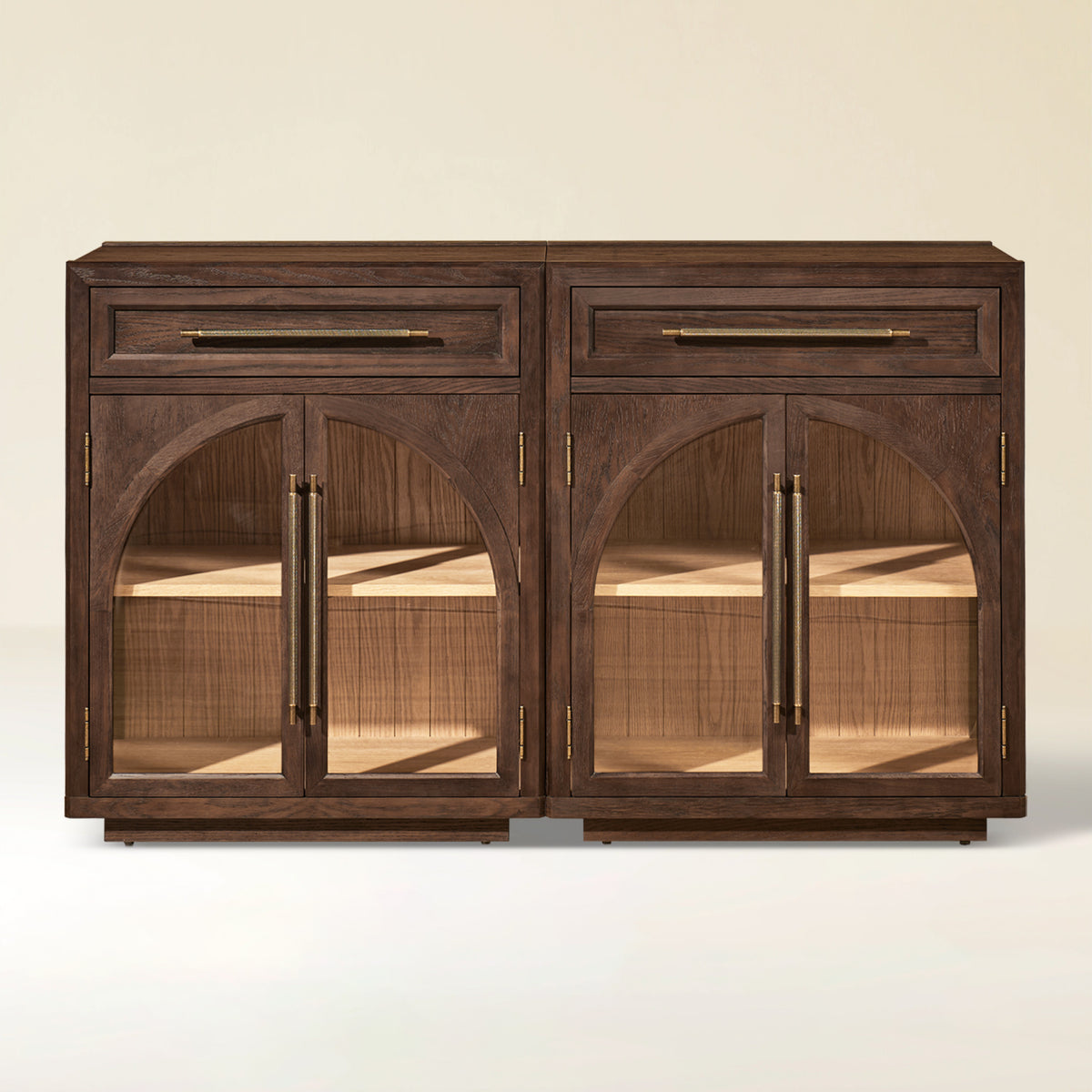 Alvar Arched 61" Oak Sideboard with Drawers(Set of 2)