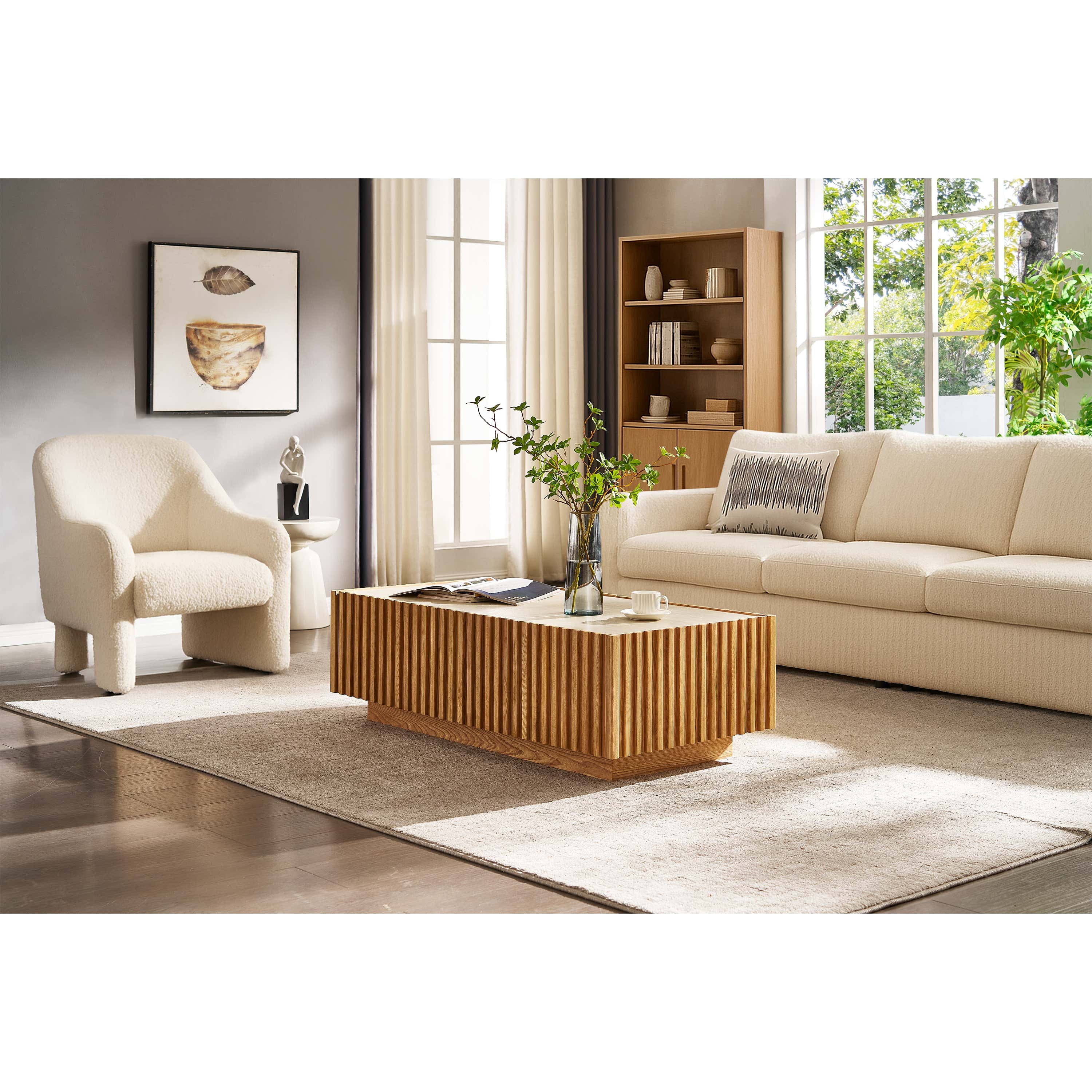 Isla Oak Sintered Stone Rectangle Coffee Table 120cm