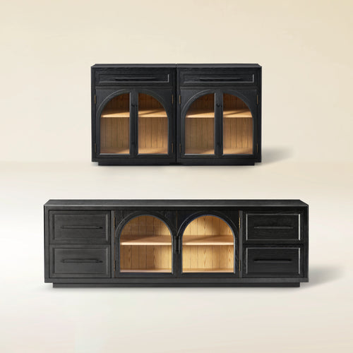 Alvar Oak Media Console and Sideboard Set