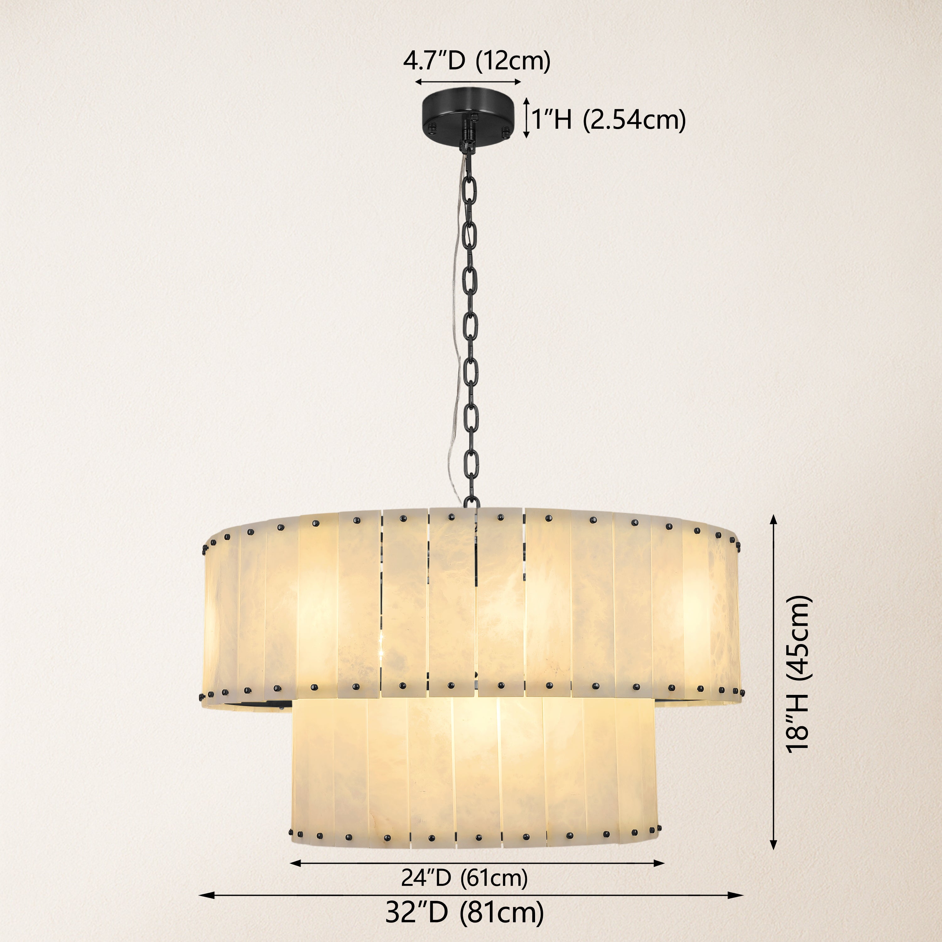 Nivislight Alabaster 2-Tier Round Chandelier 81cm