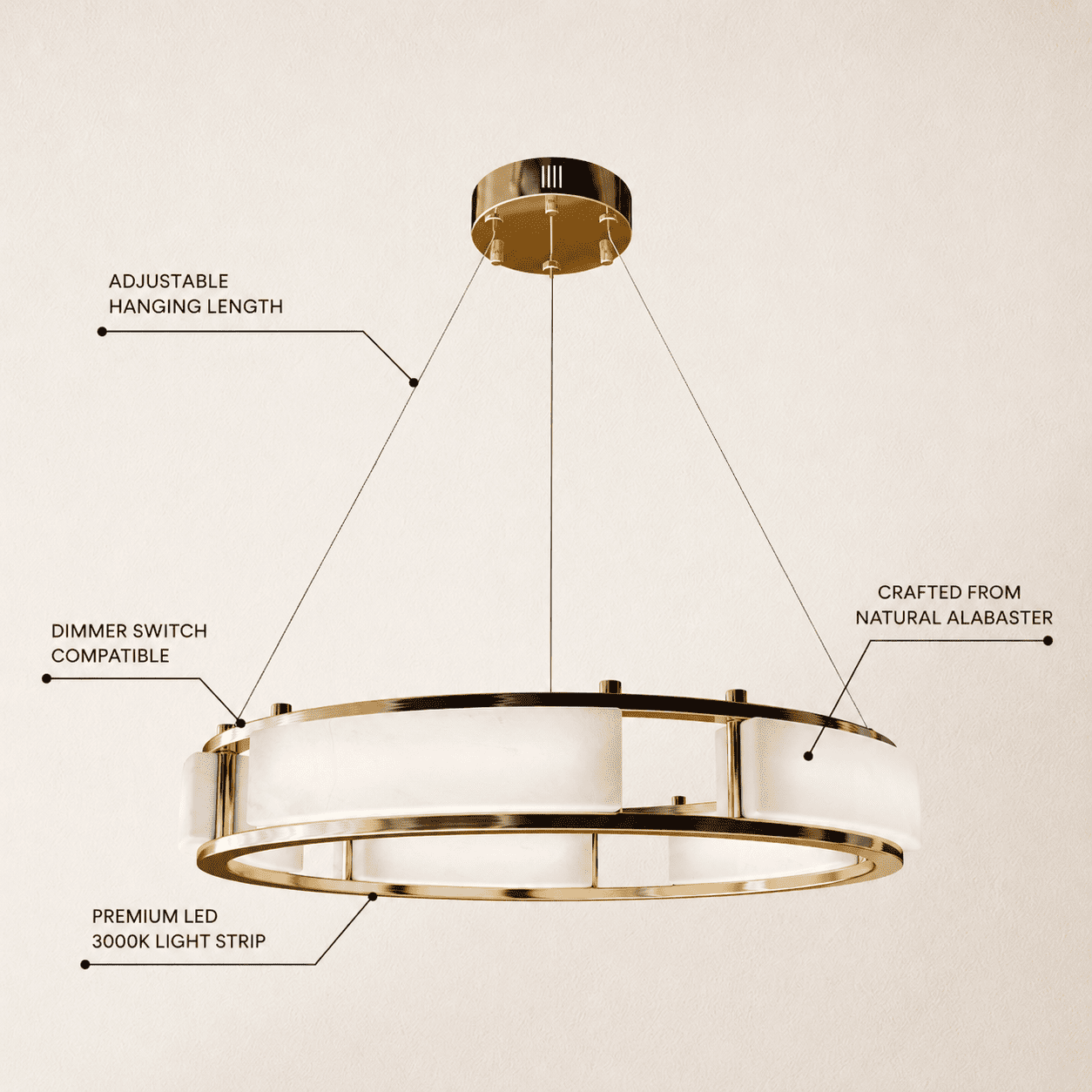 Serenique Qatar Alabaster Round Chandelier