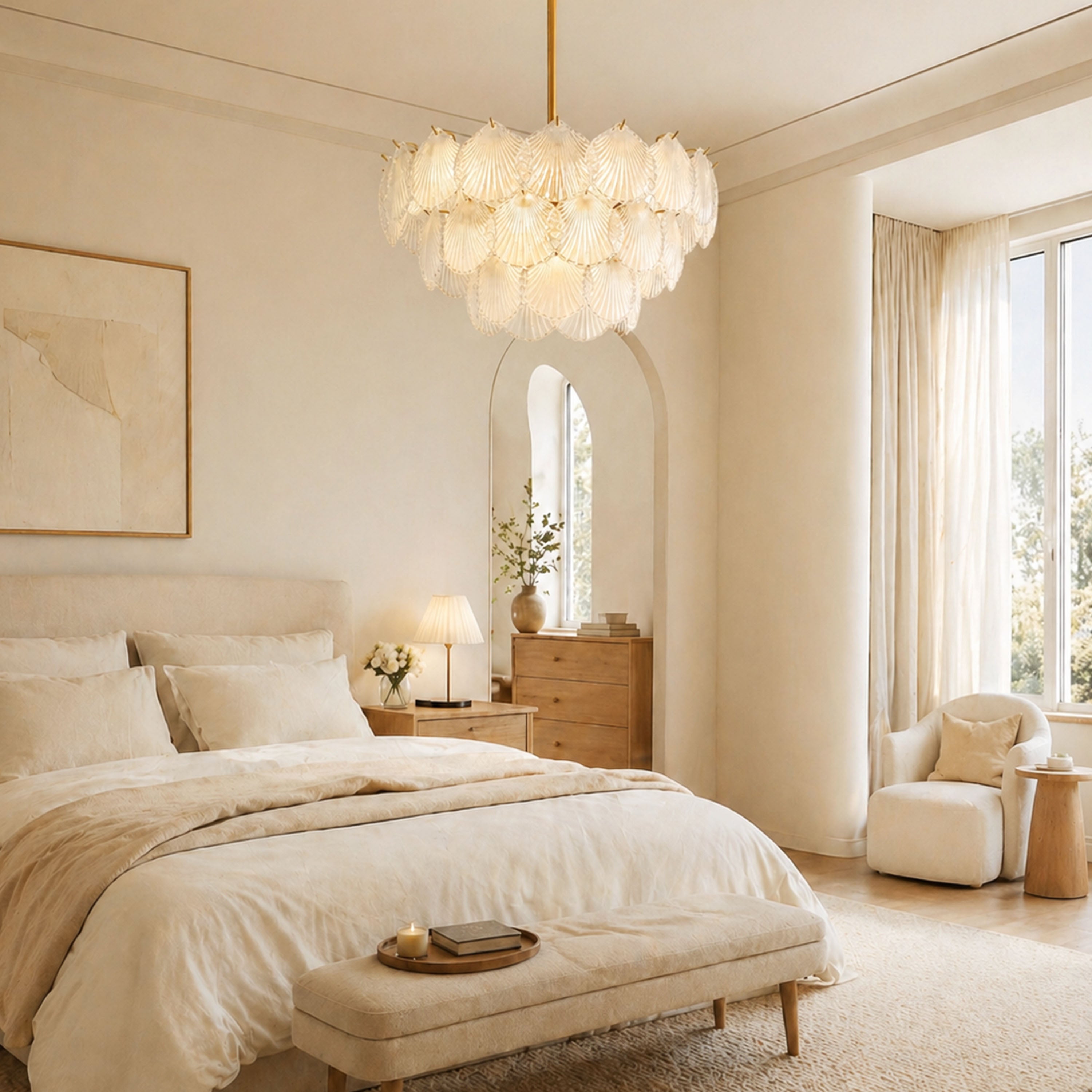 Marivelle Luxury Shell Glass Chandelier