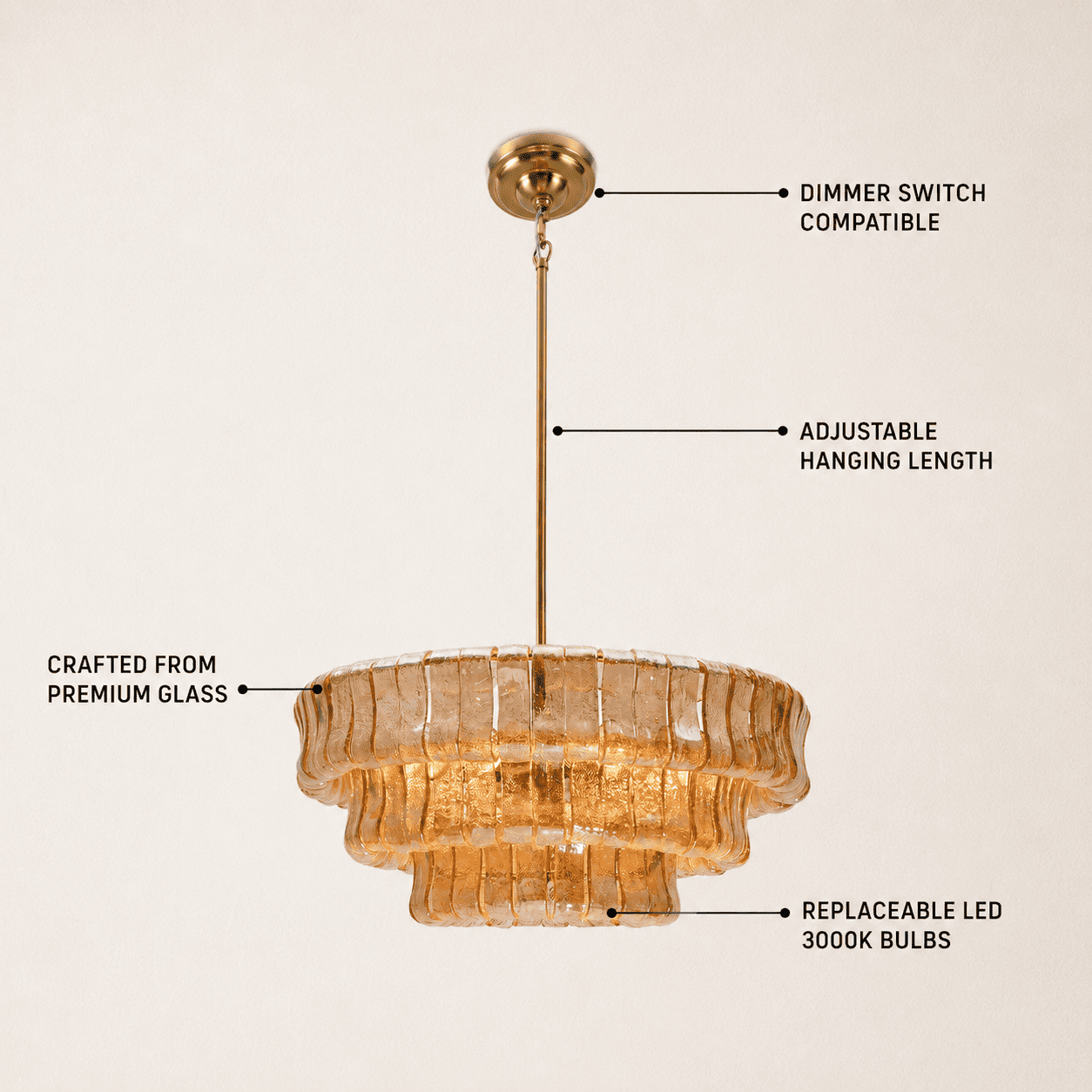 Wlass Art Glass Round Chandelier