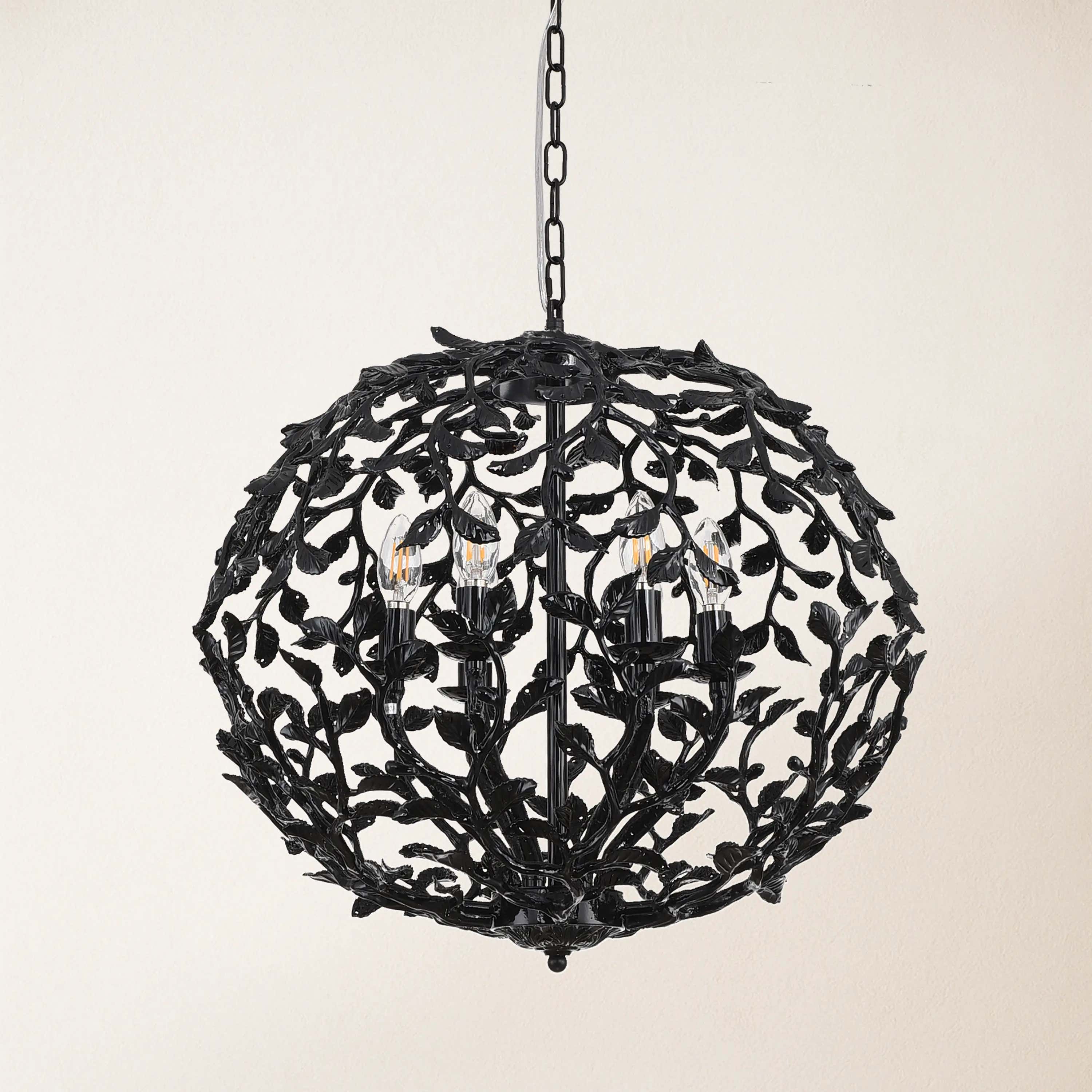 Elara Black Spherical Cage Chandelier 55.88cm