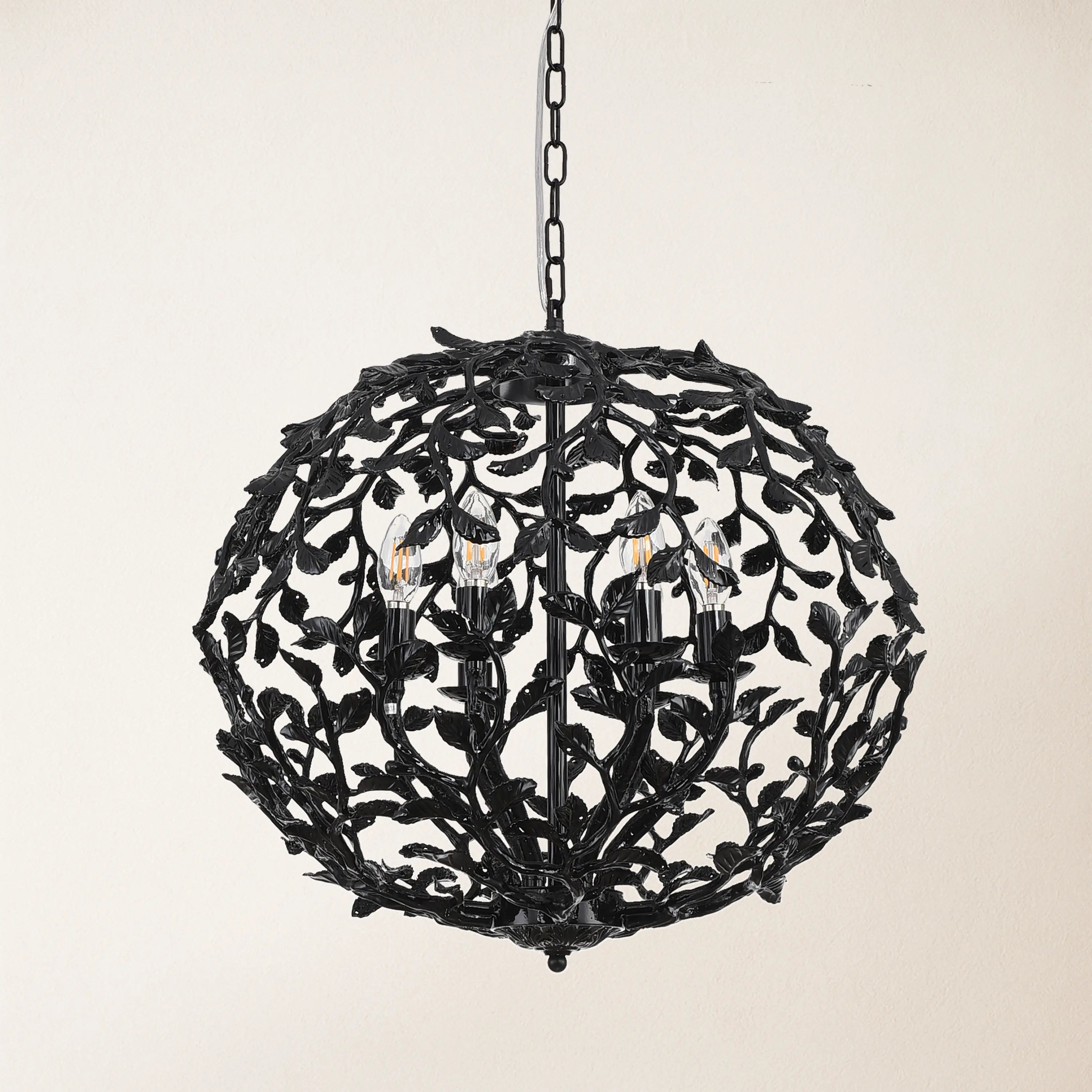 Elara Black Spherical Cage Chandelier 55.88cm