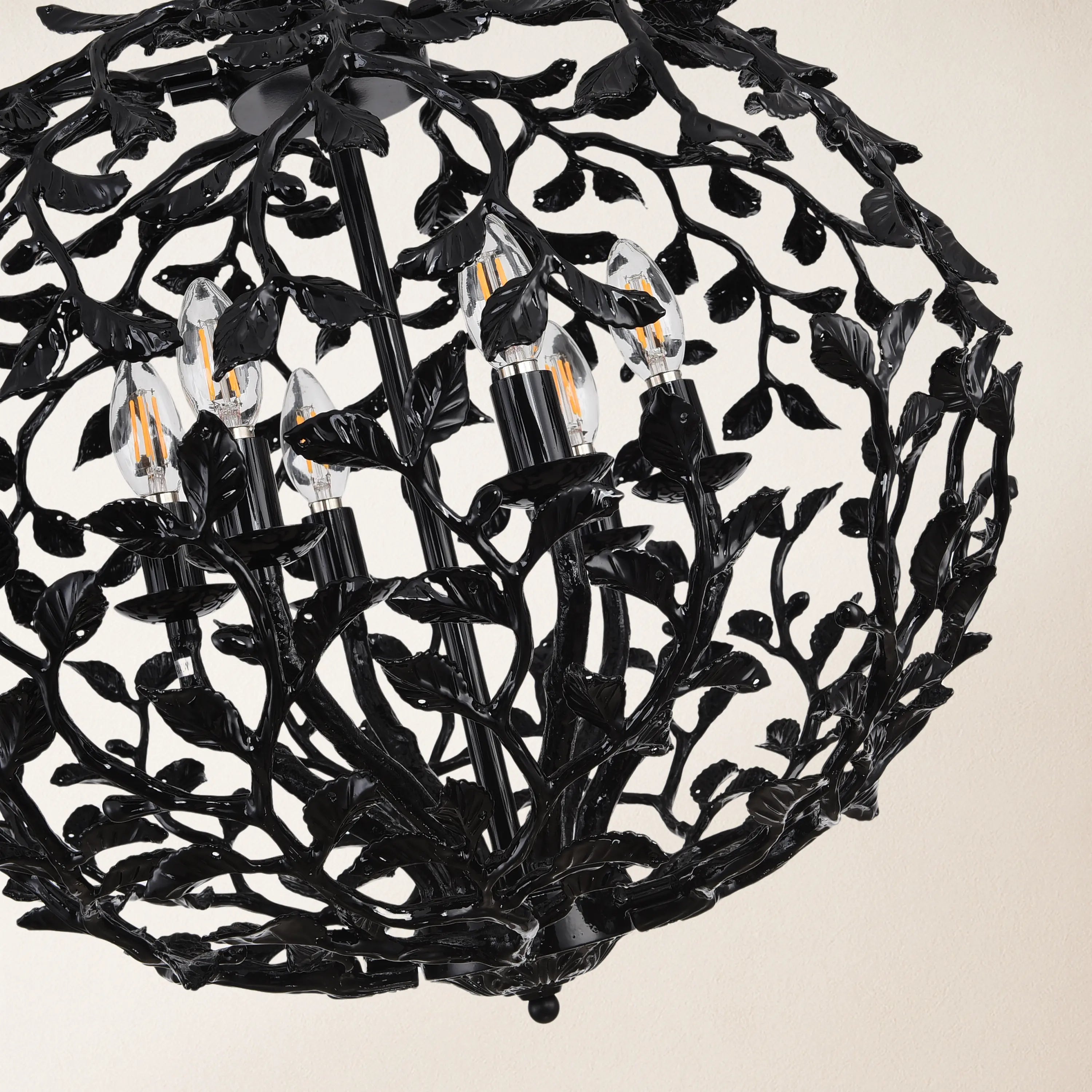Elara Black Spherical Cage Chandelier 55.88cm