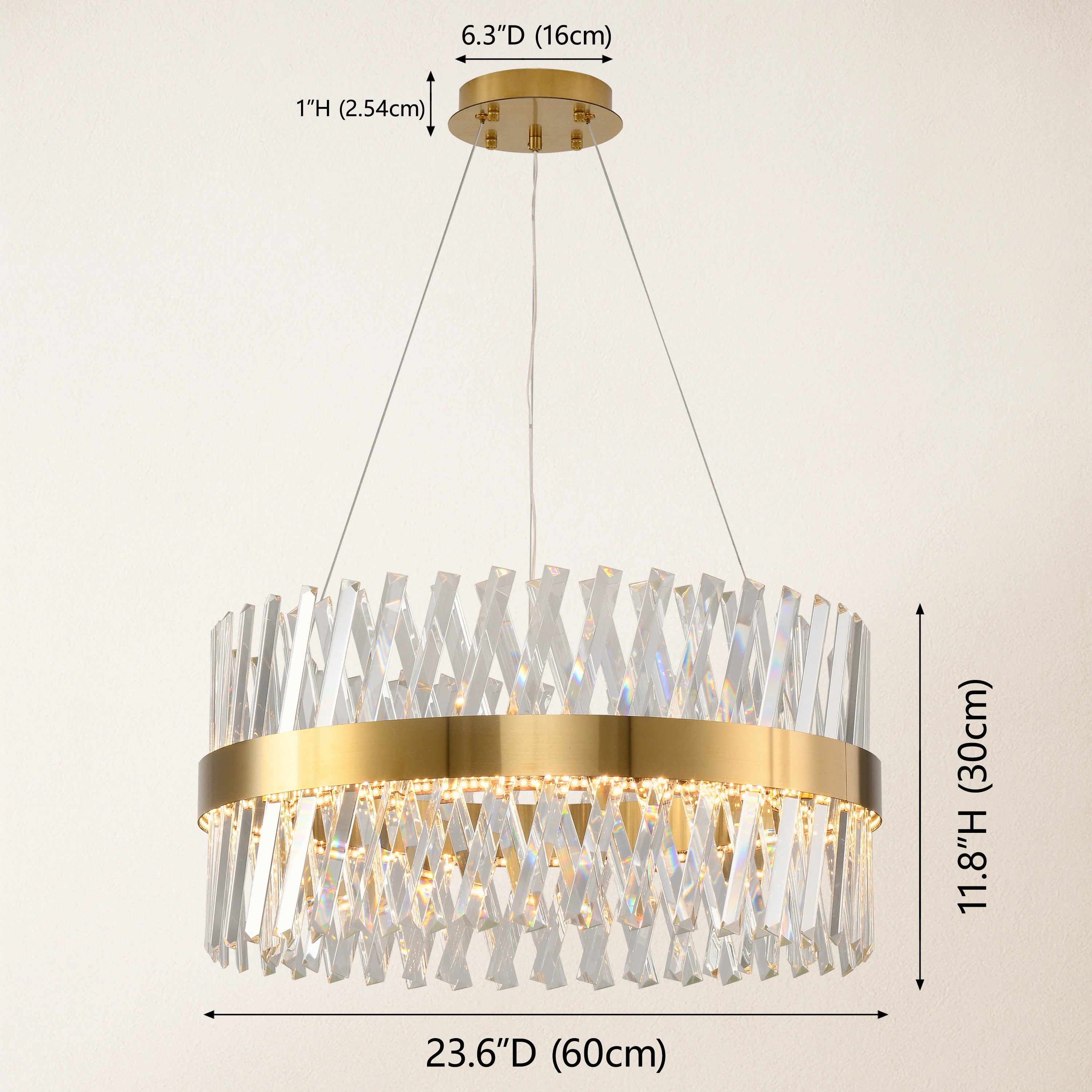 Vetro Prism Crystal Round Chandelier 60cm D