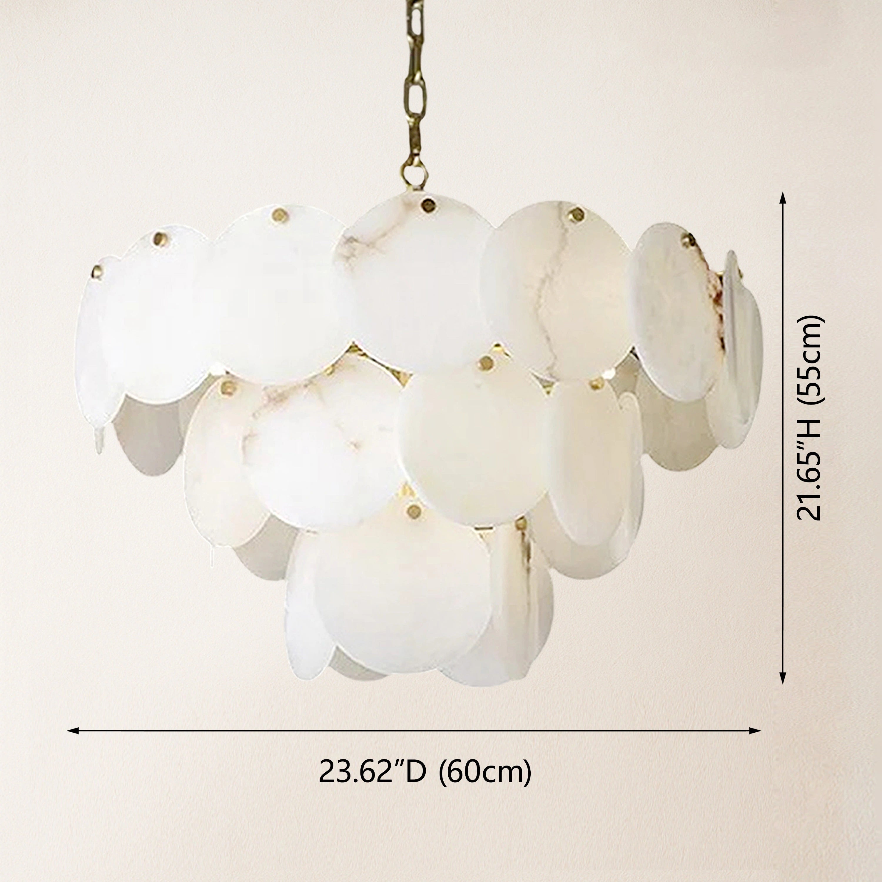Egwent Alabaster Dish Magnolia Multi-Tiered Round Chandelier 55cm H