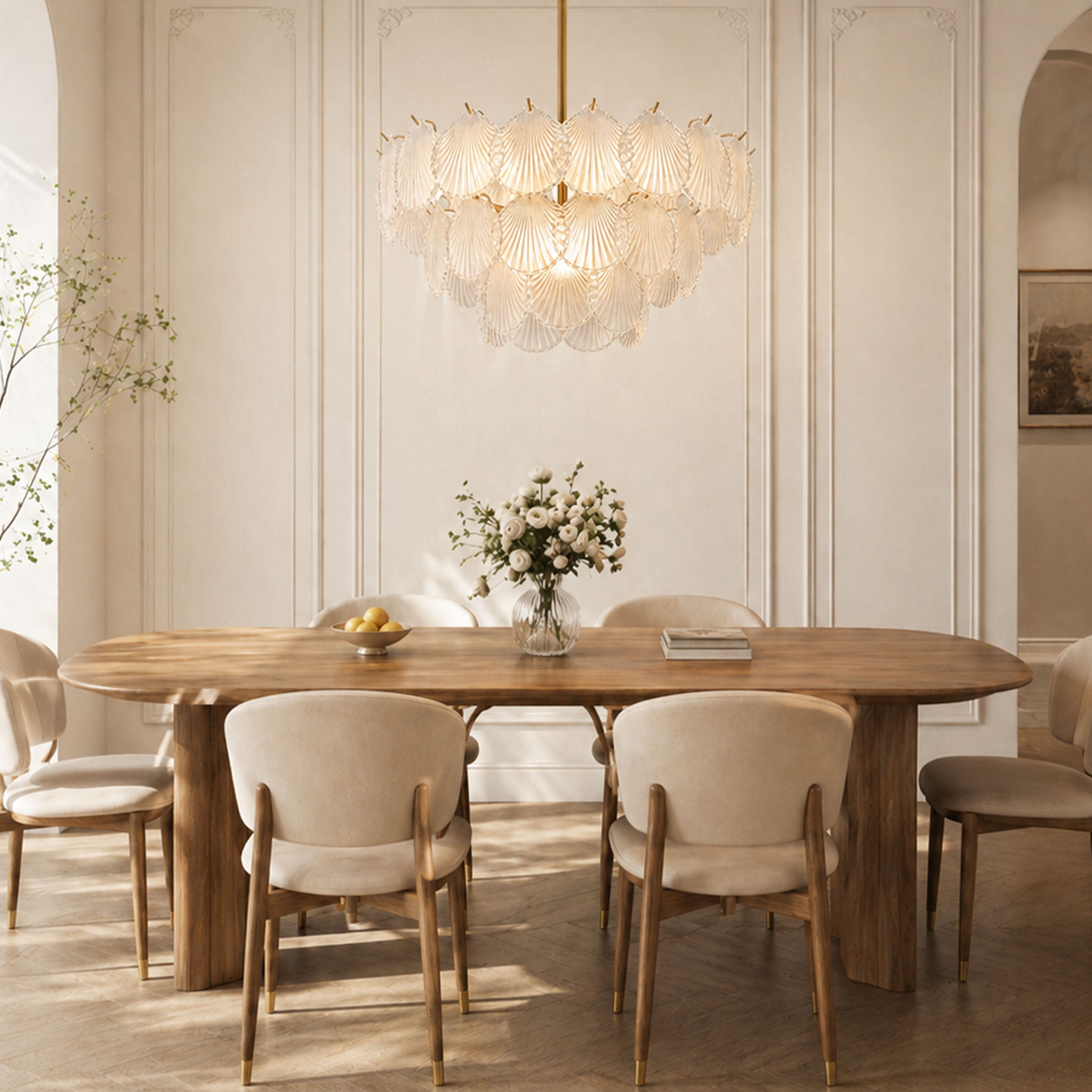 Marivelle Luxury Shell Glass Chandelier