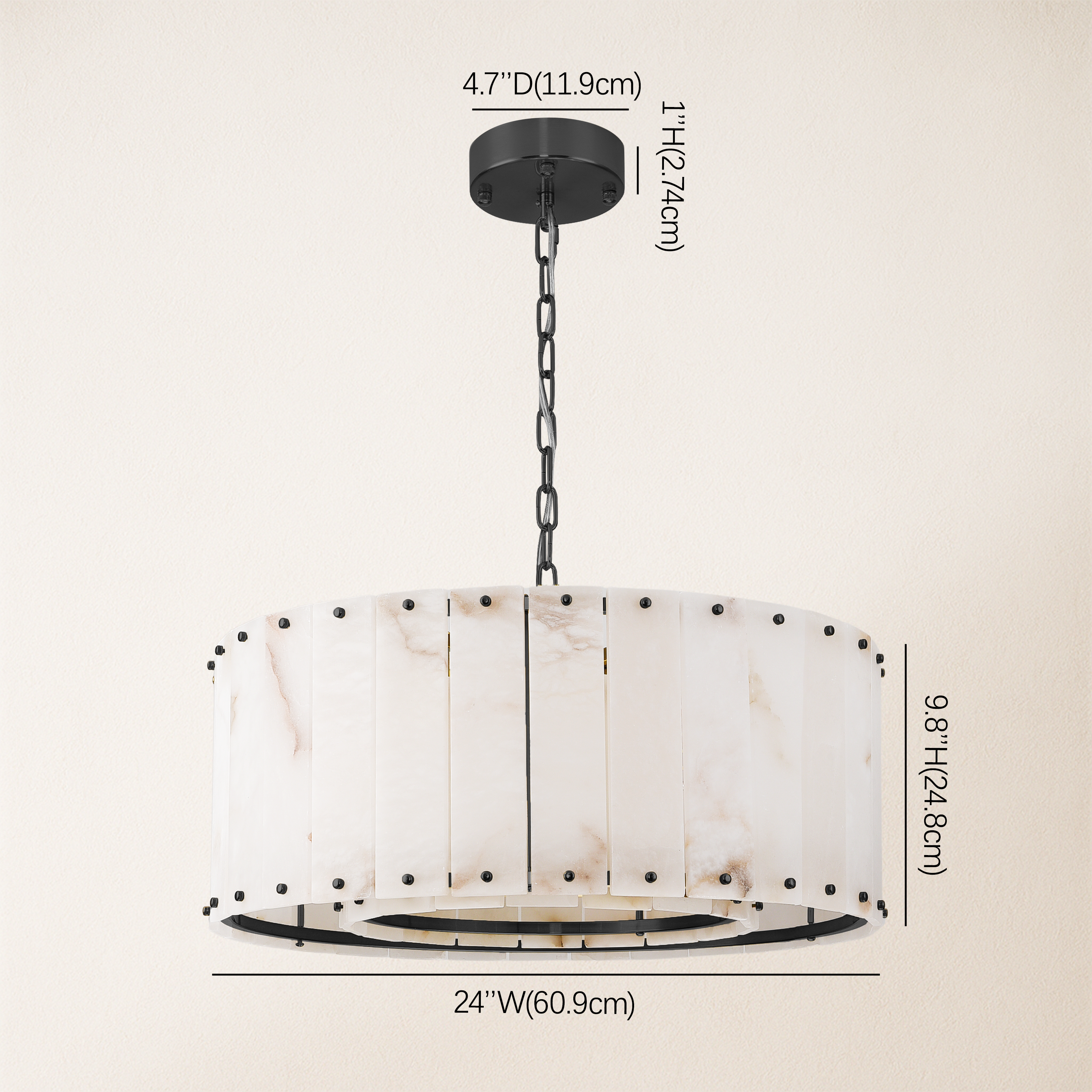 Nivislight Alabaster Round Chandelier 61cm