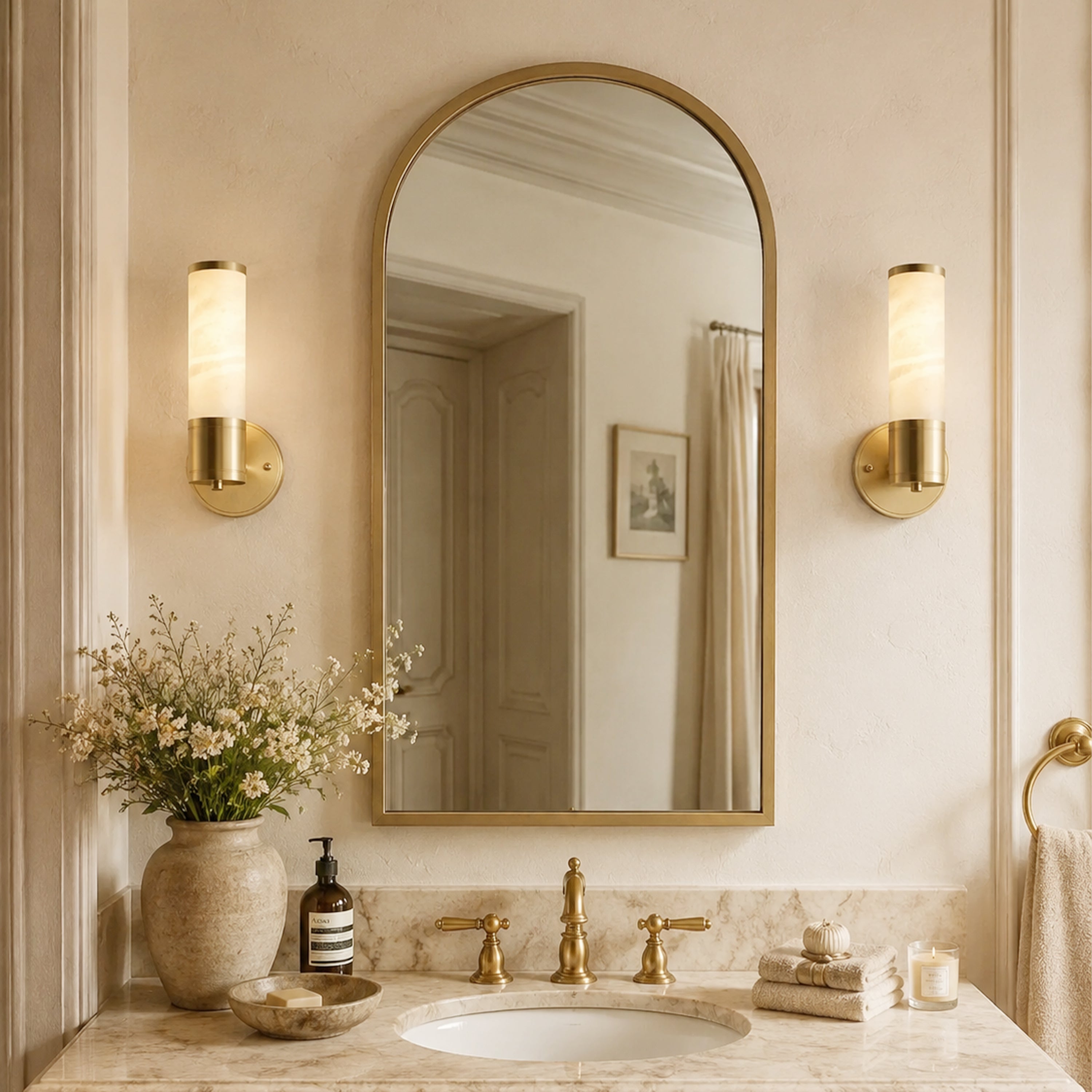 Aventra Alabaster Cylindrical Wall Sconce