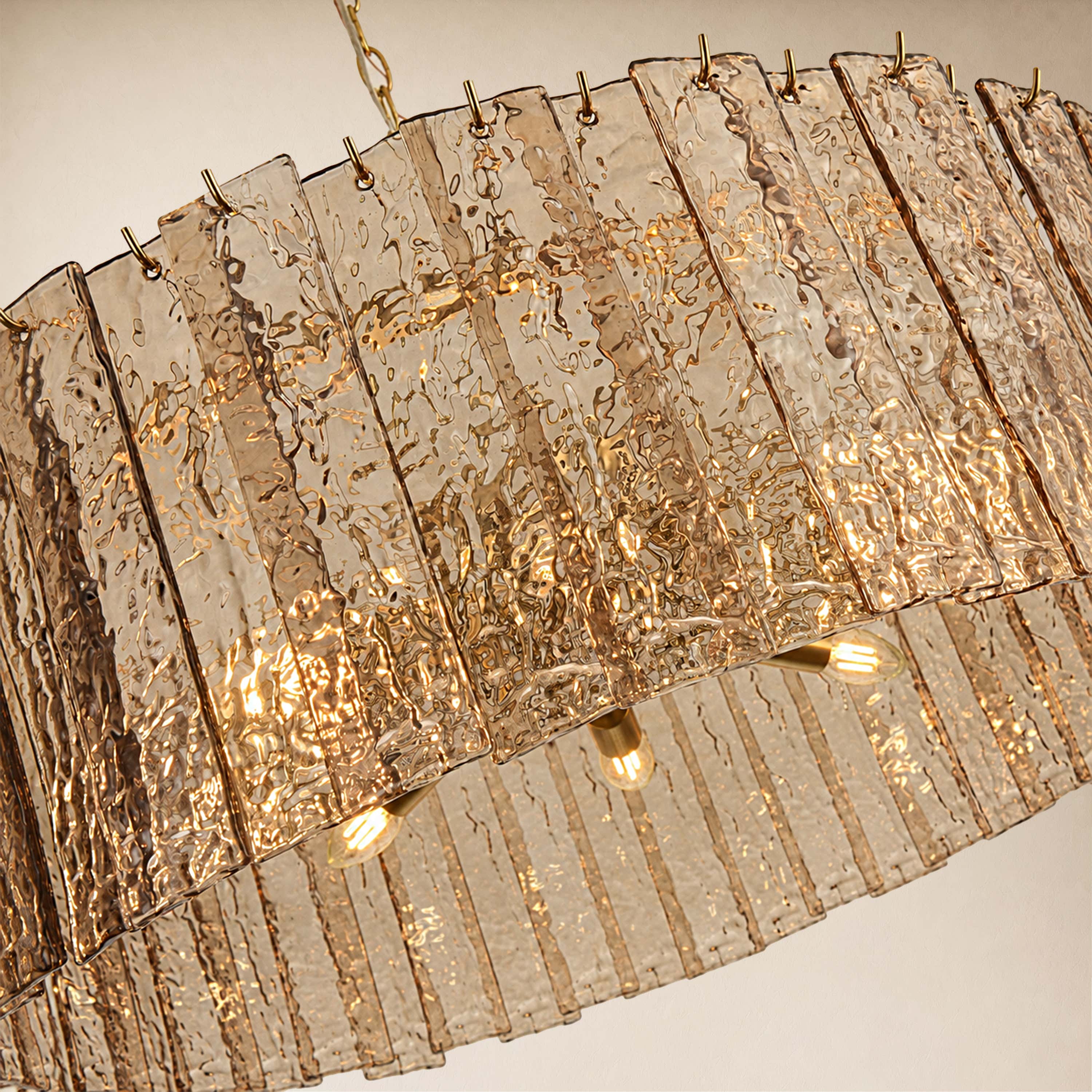 Tavelle Textured Glass Round Chandelier 24" 30"D