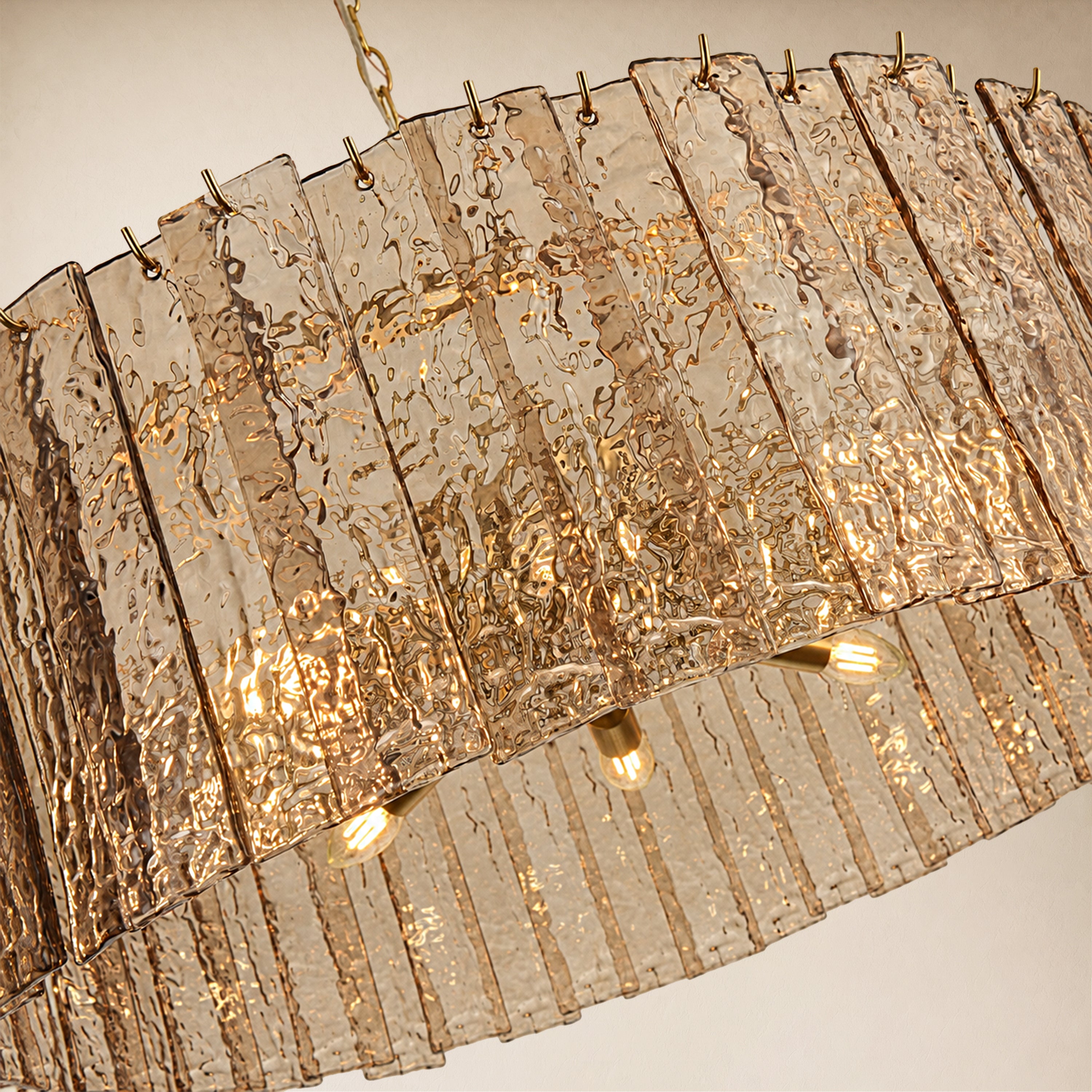 Tavelle Textured Glass Round Chandelier 24" 30"D