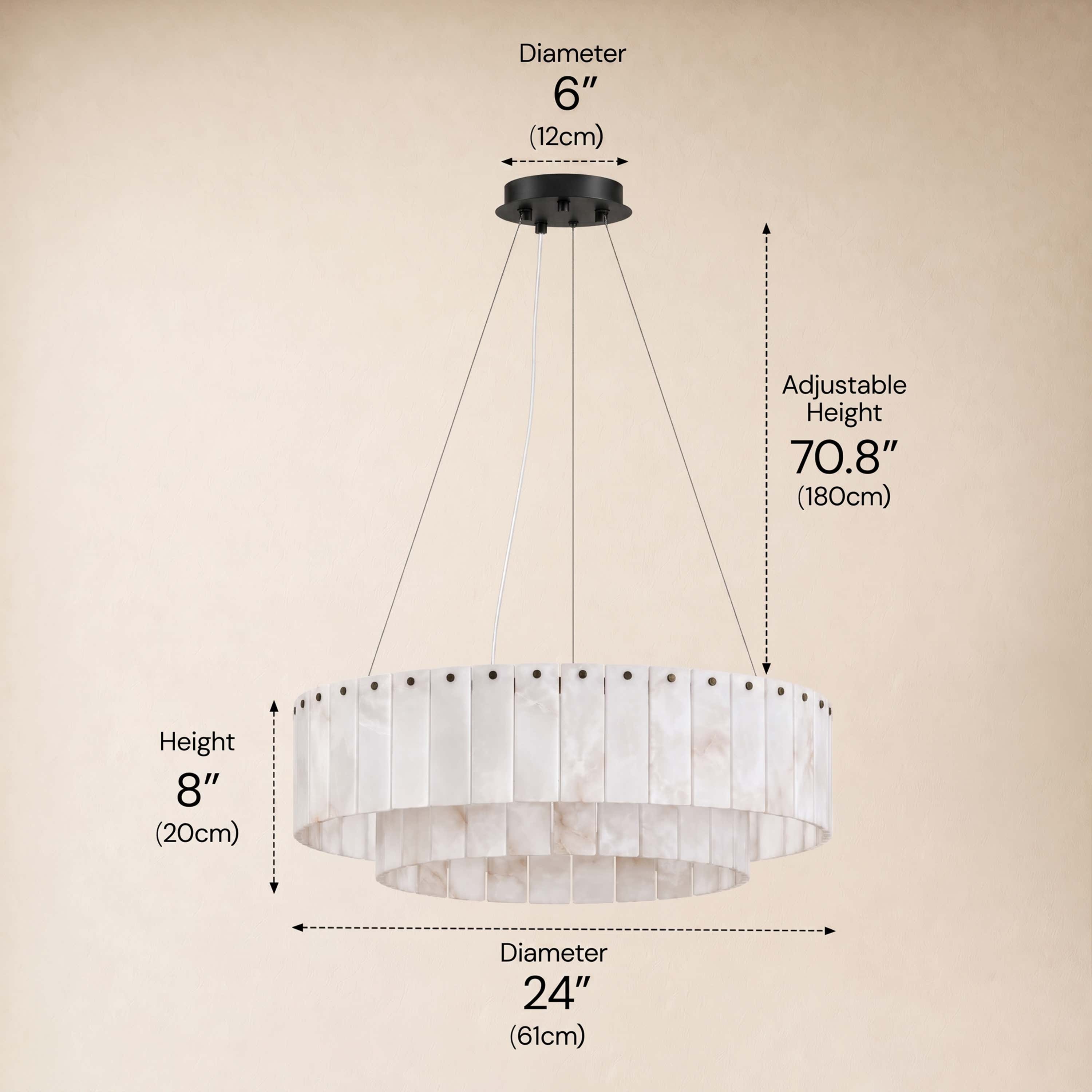 Sawyer Alabaster Custom Round Chandelier 24" 48"D