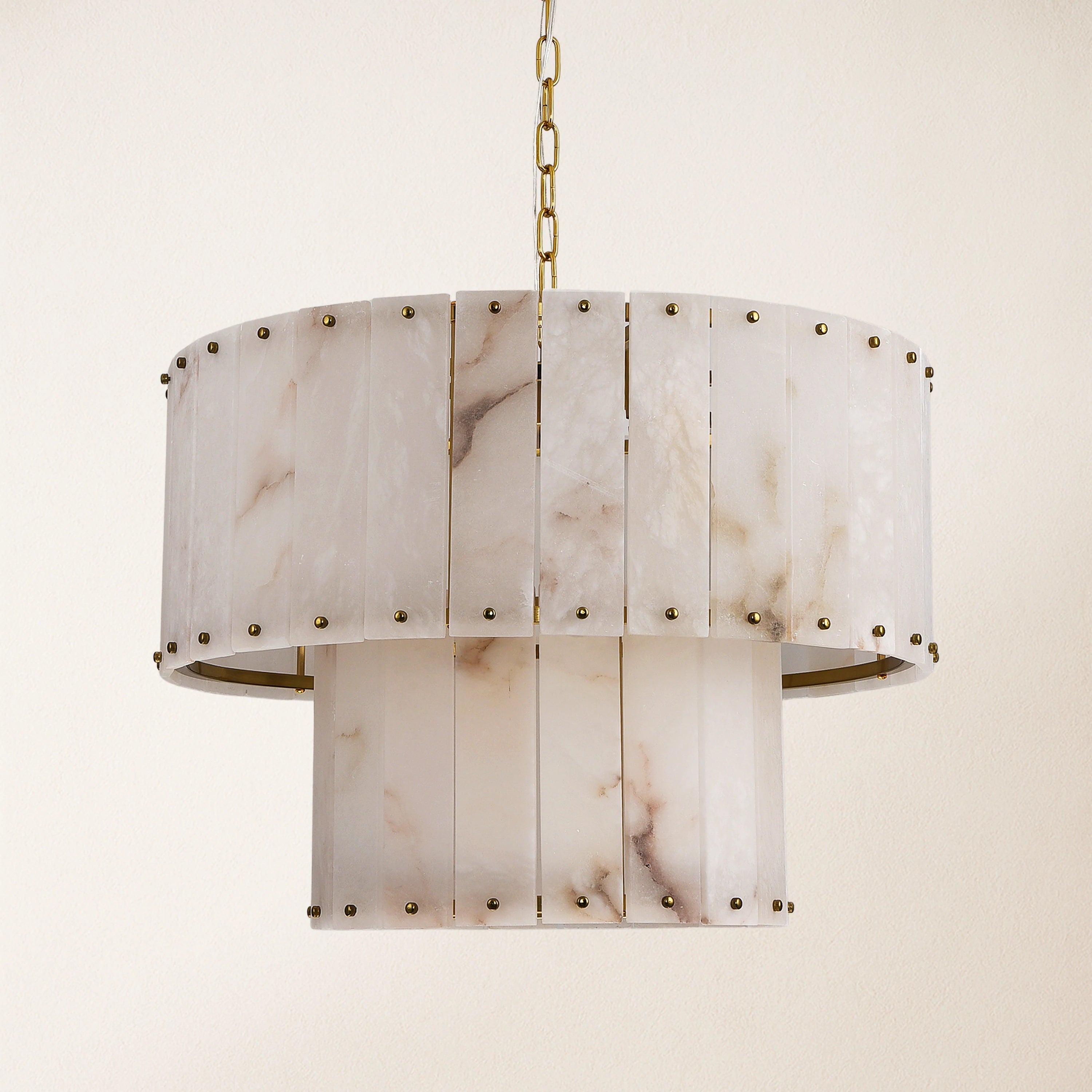 Nivislight Alabaster 2-Tier Round Chandelier 61cm