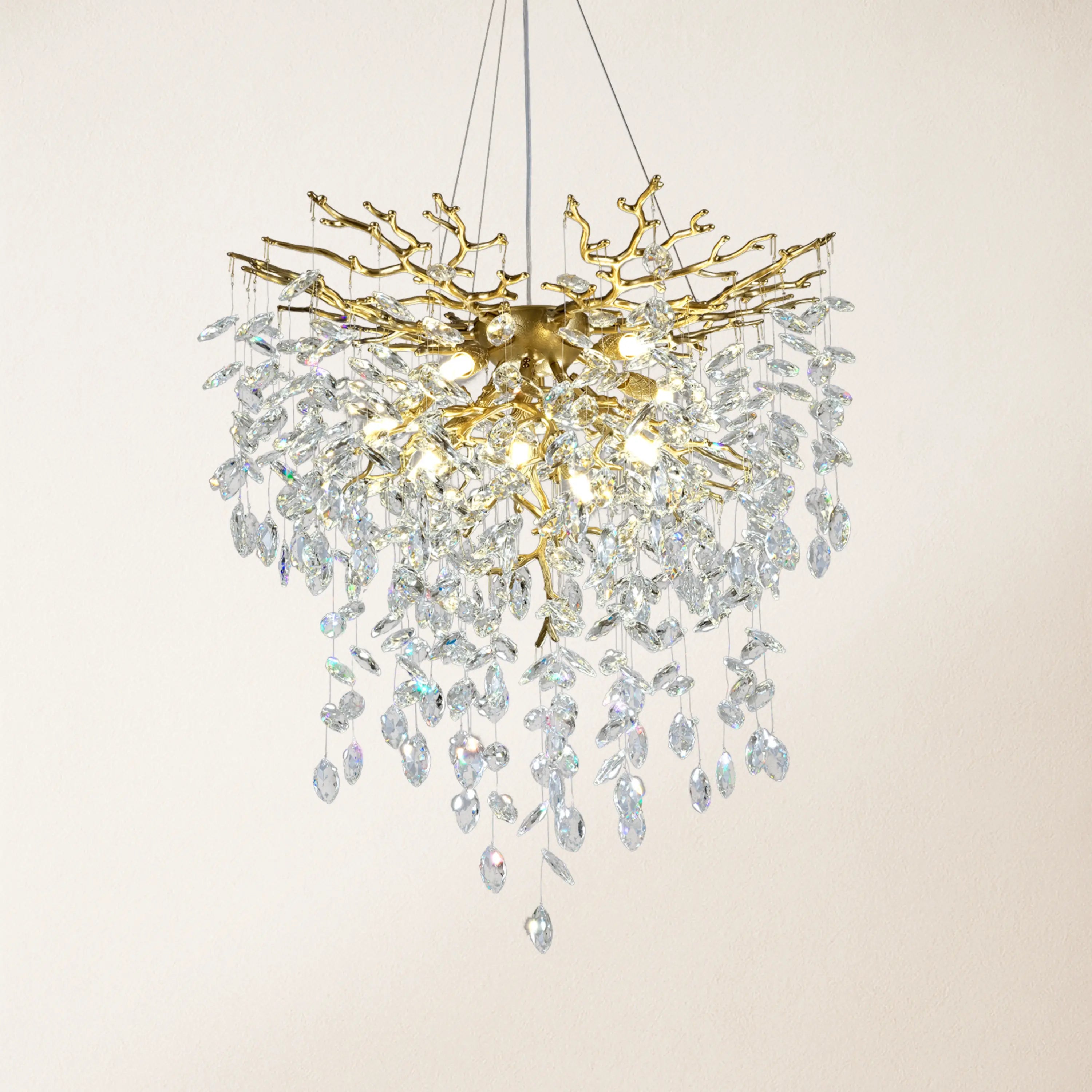 Frostleaf Crystal Grand Cascade Branches Chandelier 61cm D