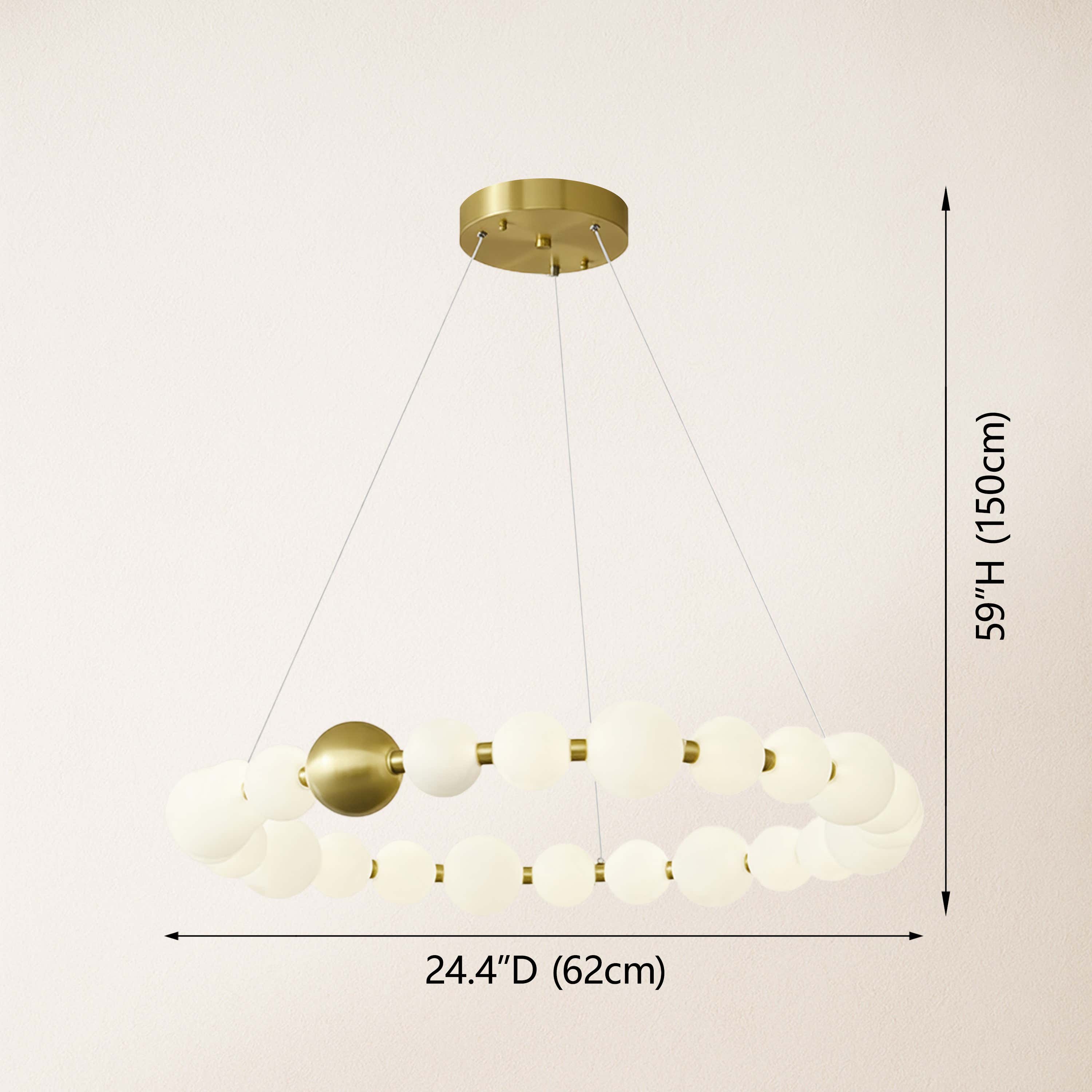 Velora Pearl Bead Round Chandelier 62cm D