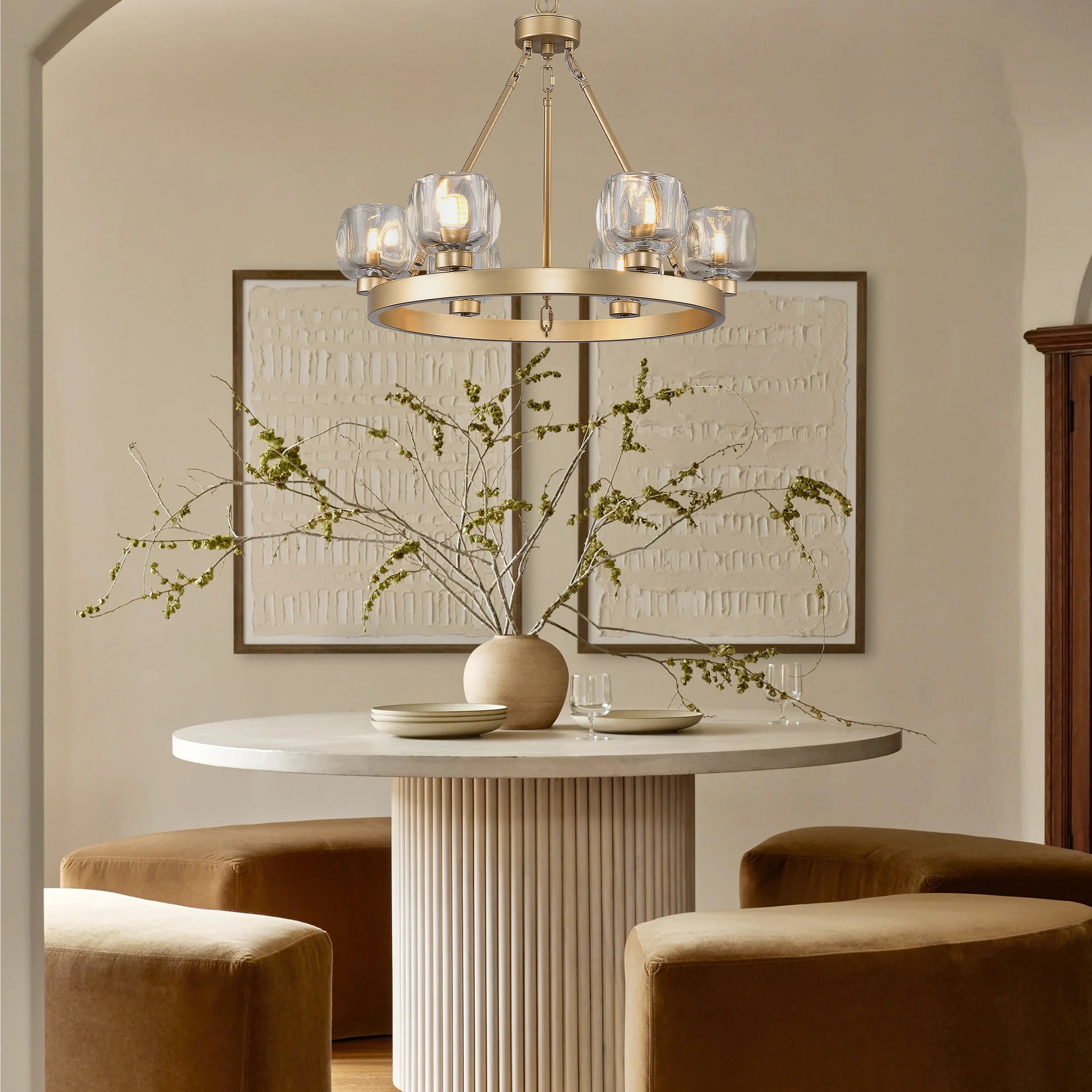 Vellum Round Chandelier 61cm D