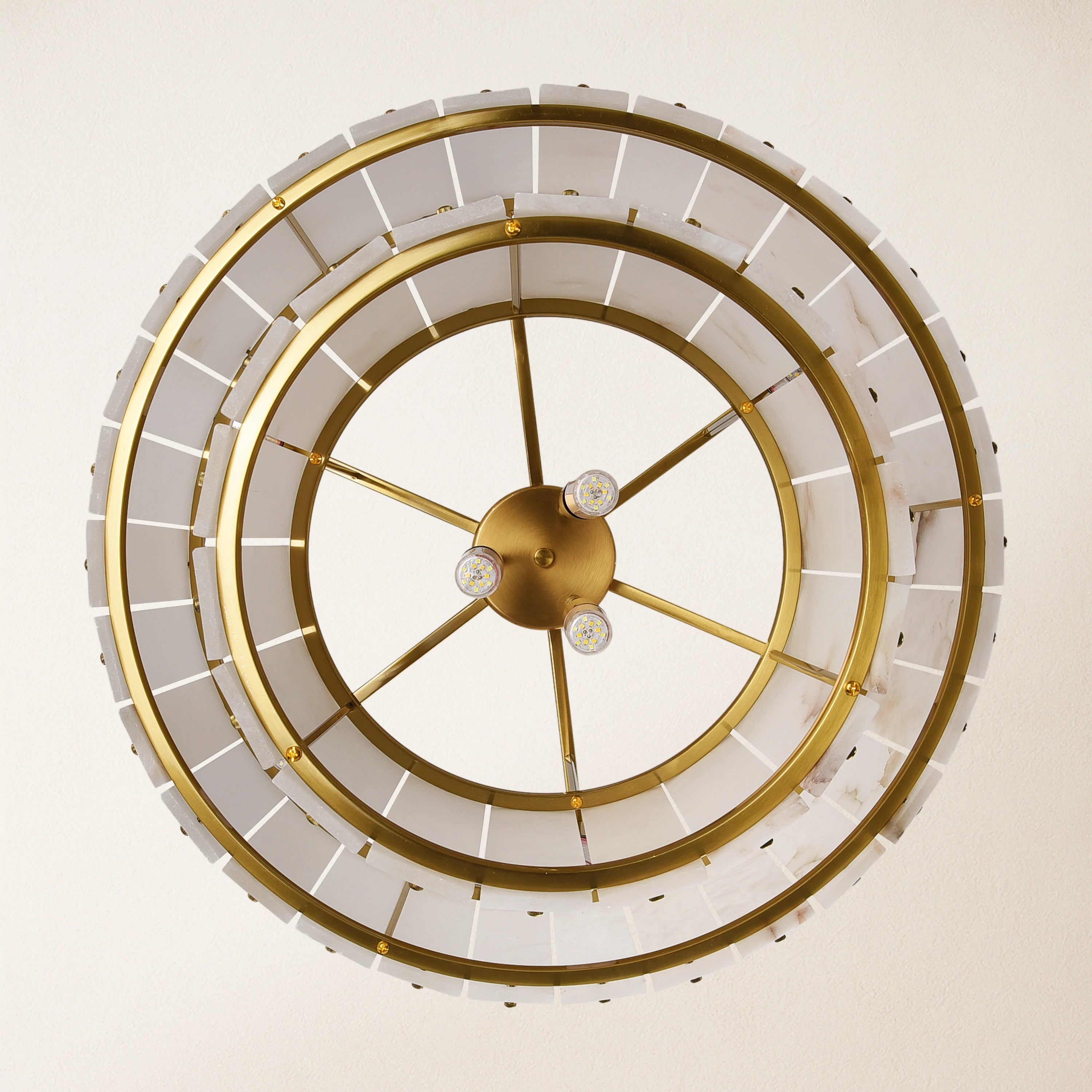 Nivislight Alabaster 2-Tier Round Chandelier 24"