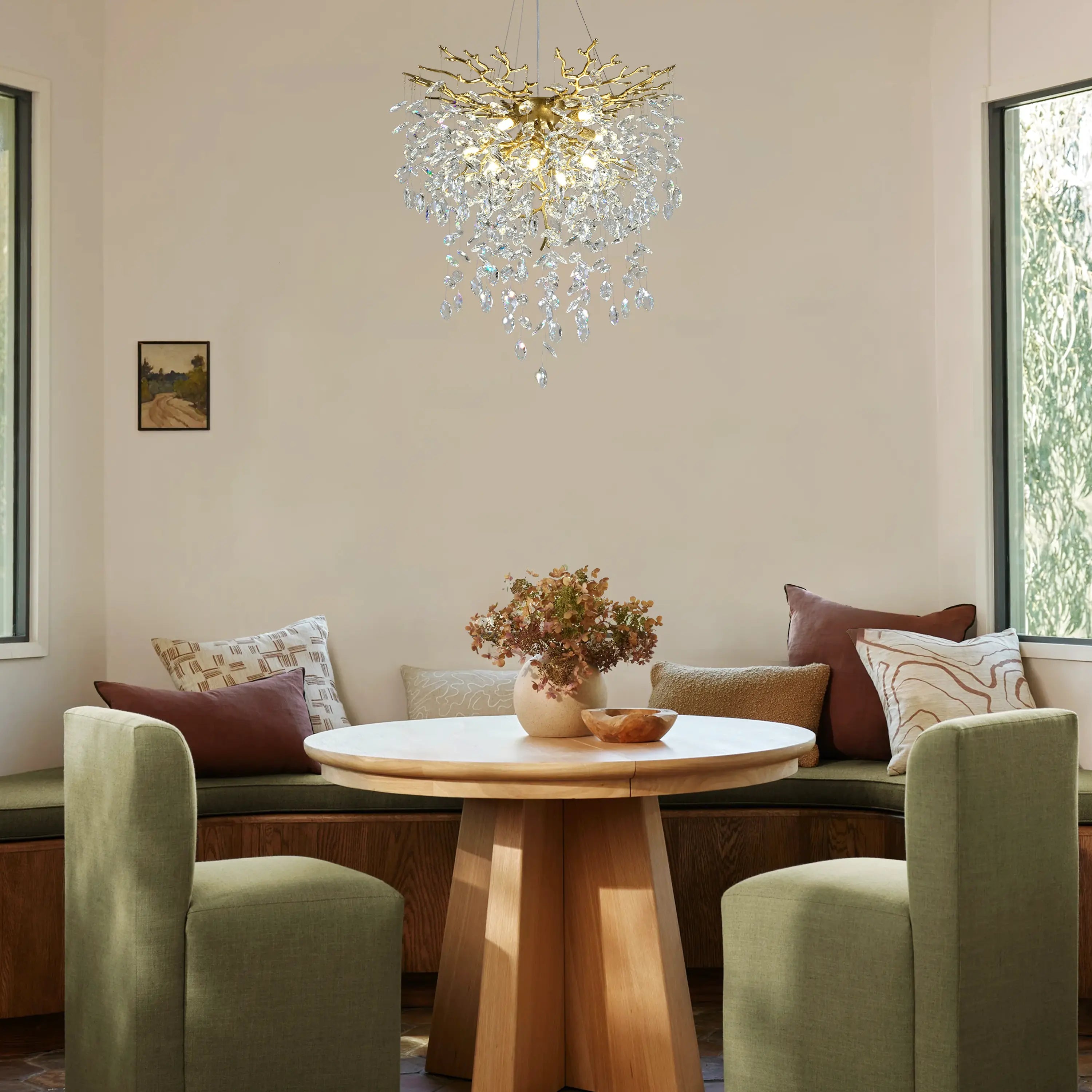 Frostleaf Crystal Grand Cascade Branches Chandelier 61cm D