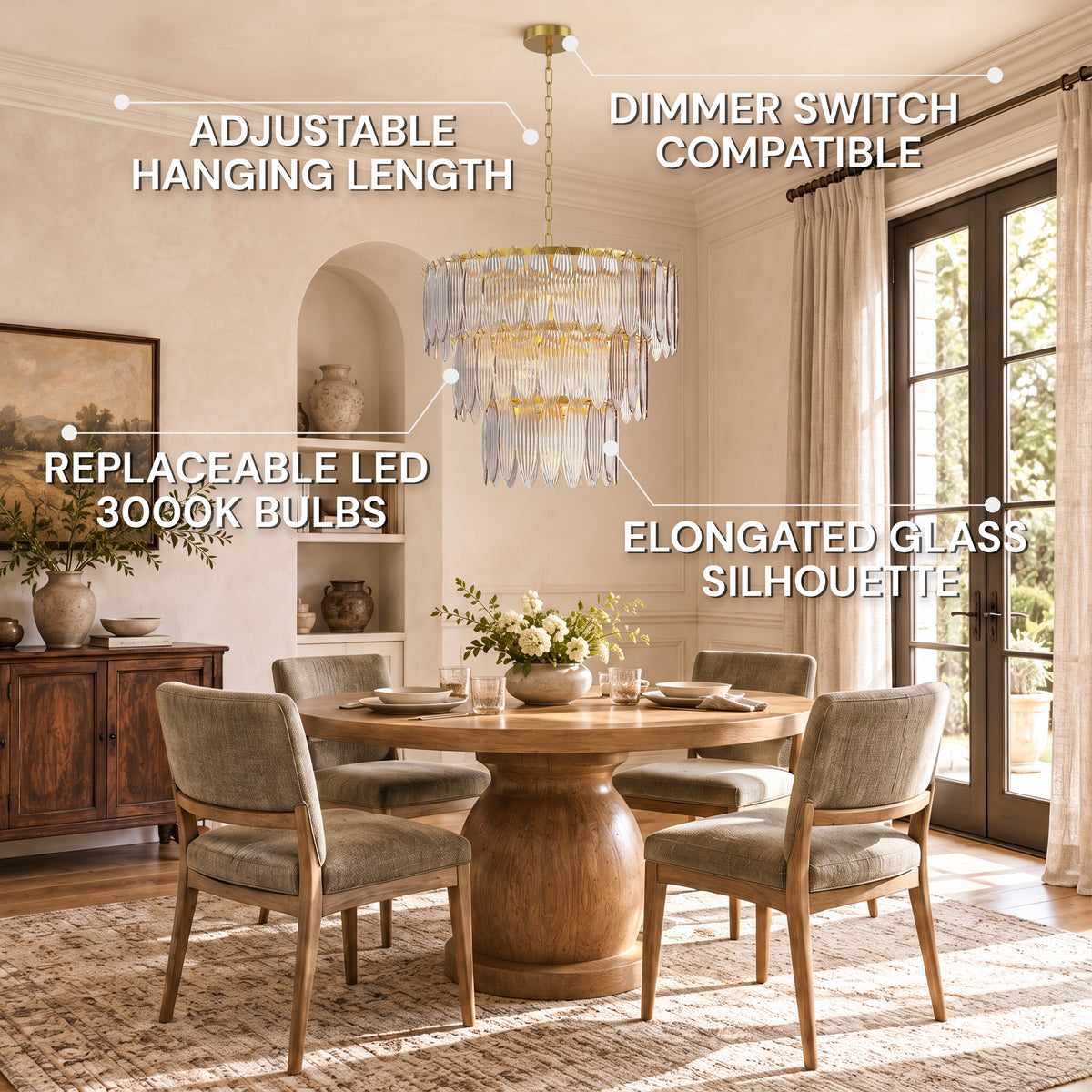 Ardelyne Glass Four-Tier Round Chandelier 48"D
