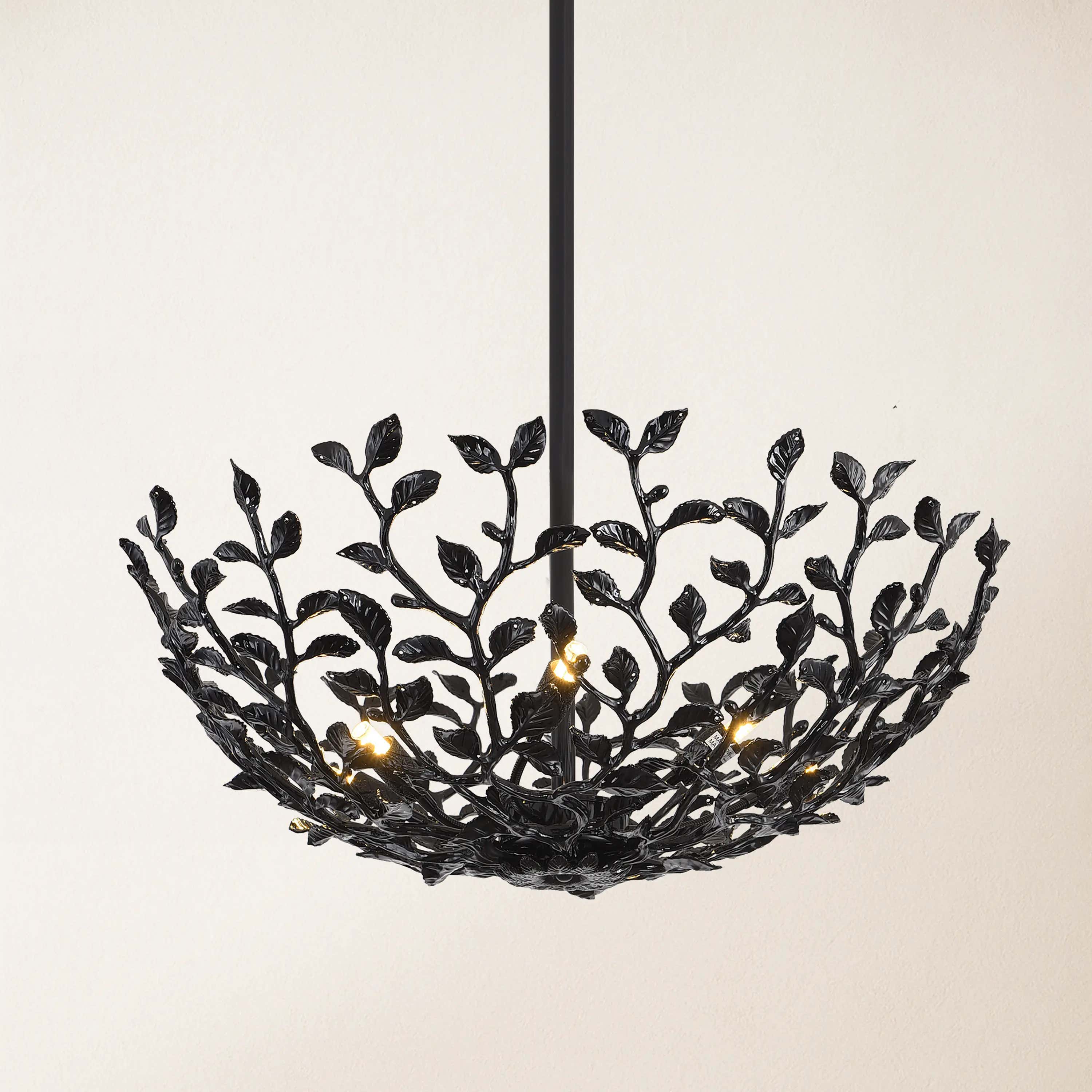 Elara Black Tree Branch Semi Flush Mount Chandelier 65cm