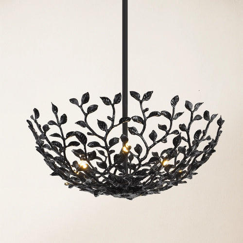 Elara Black Tree Branch Semi Flush Mount Chandelier 65cm