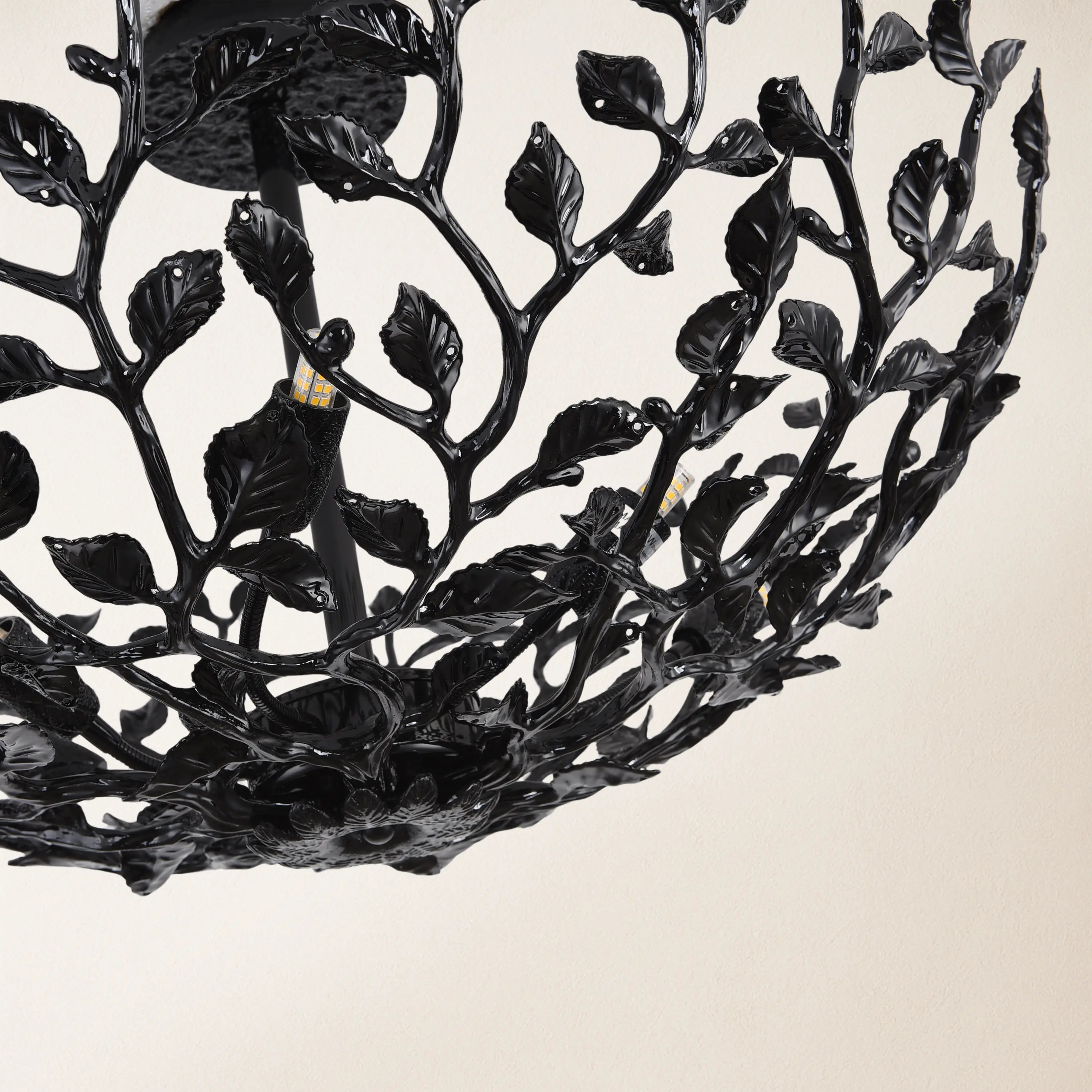 Elara Black Tree Branch Semi Flush Mount Chandelier 65cm