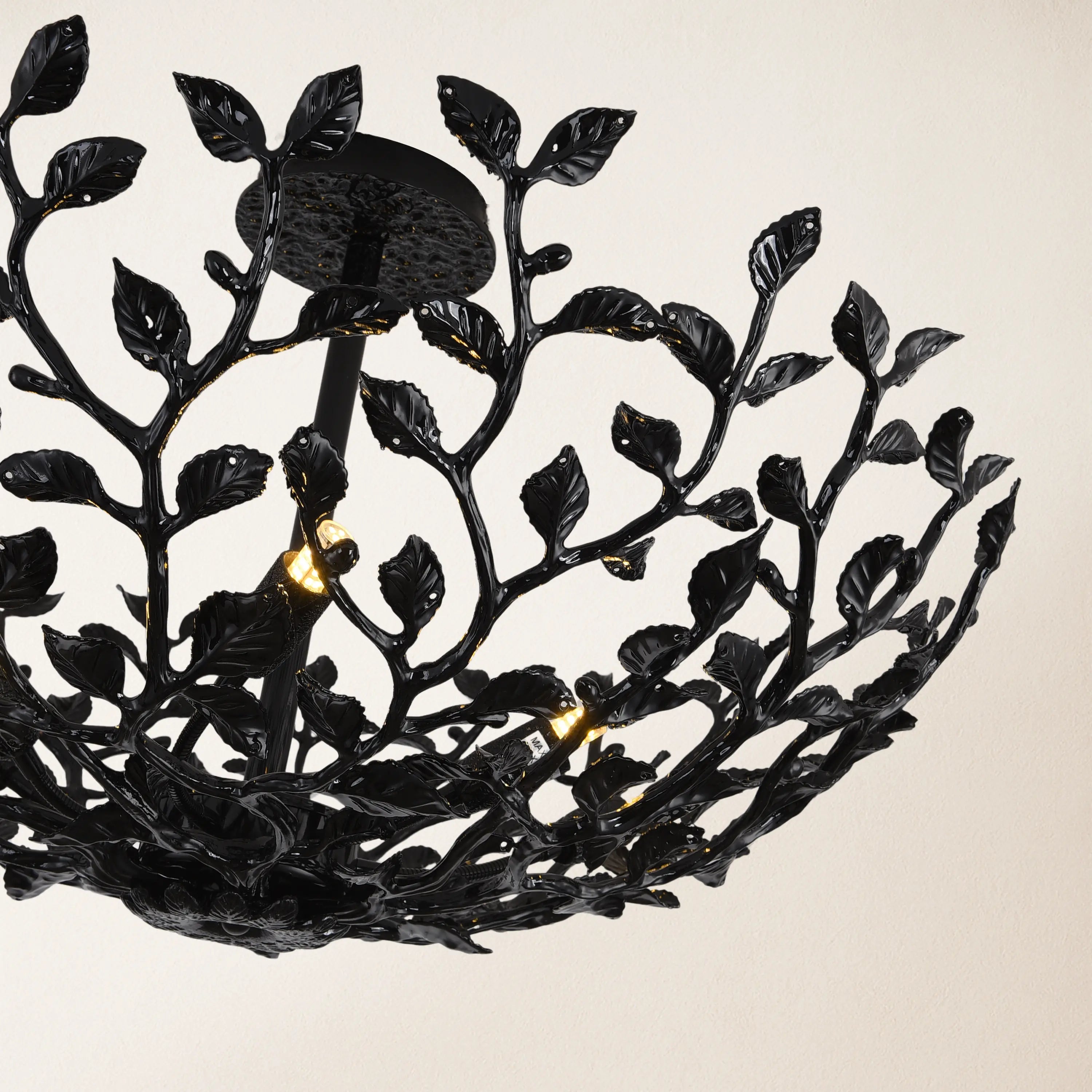 Elara Black Tree Branch Semi Flush Mount Chandelier 65cm