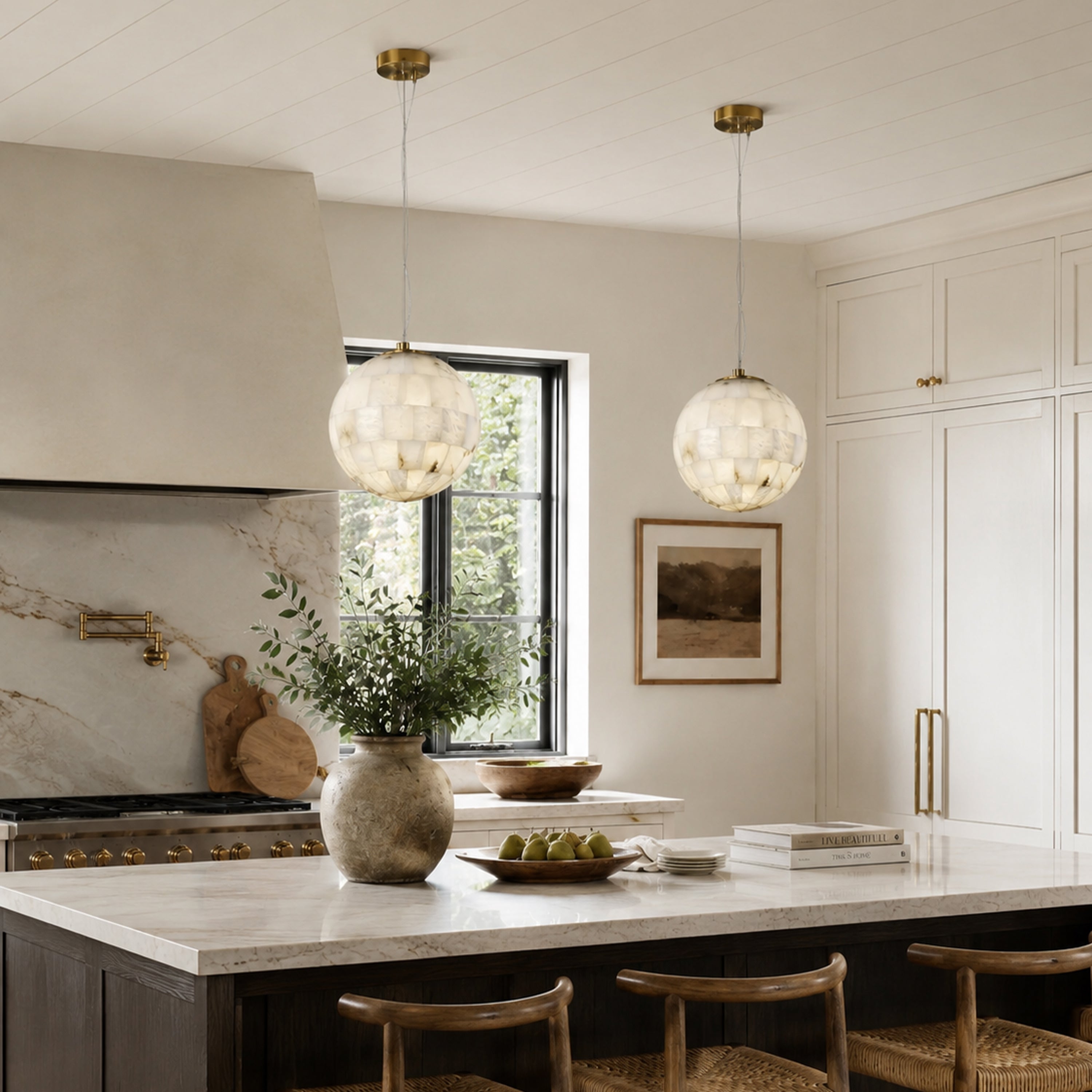 Disco Ball Alabaster Pendant Light