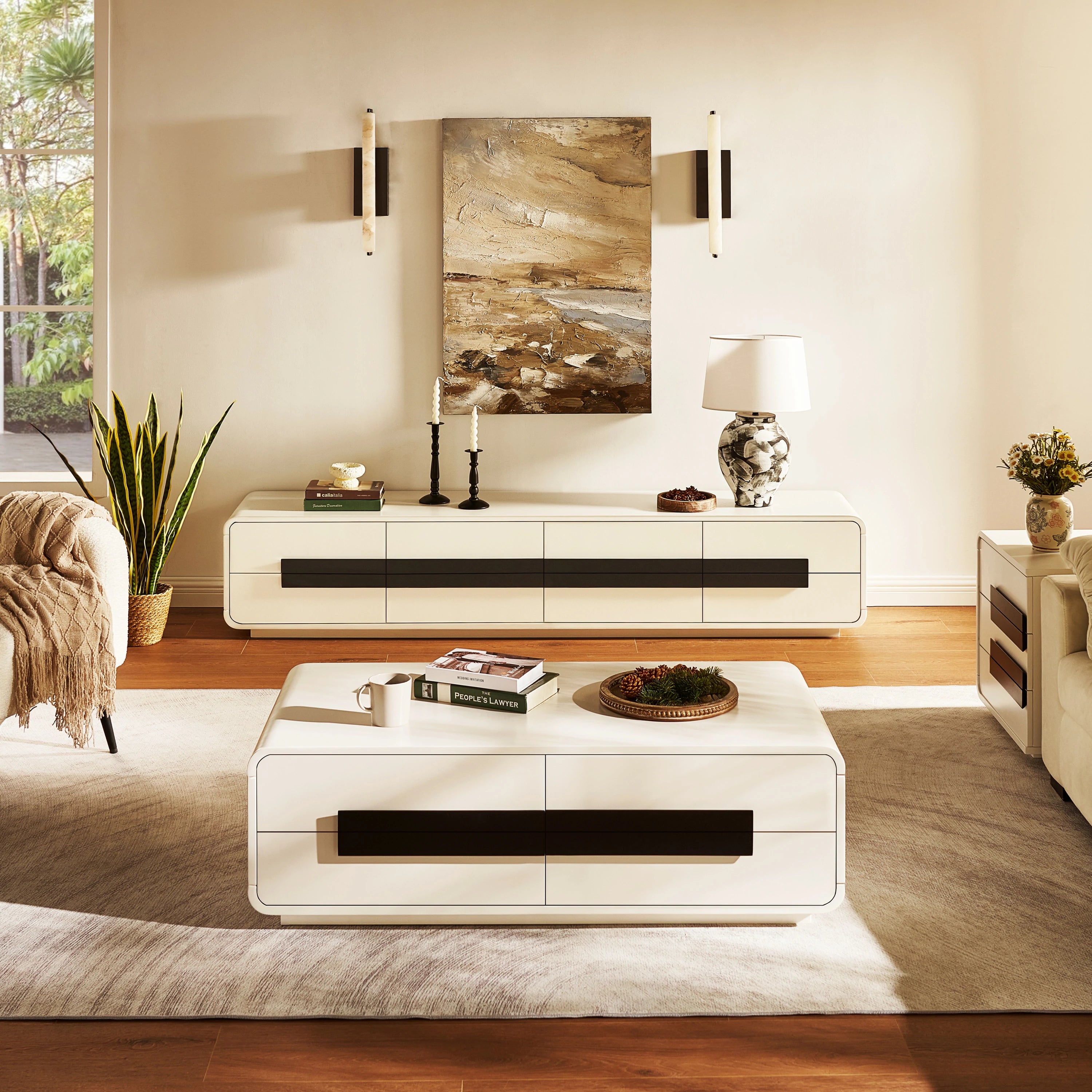 Soren Media Console And Coffee Table Set