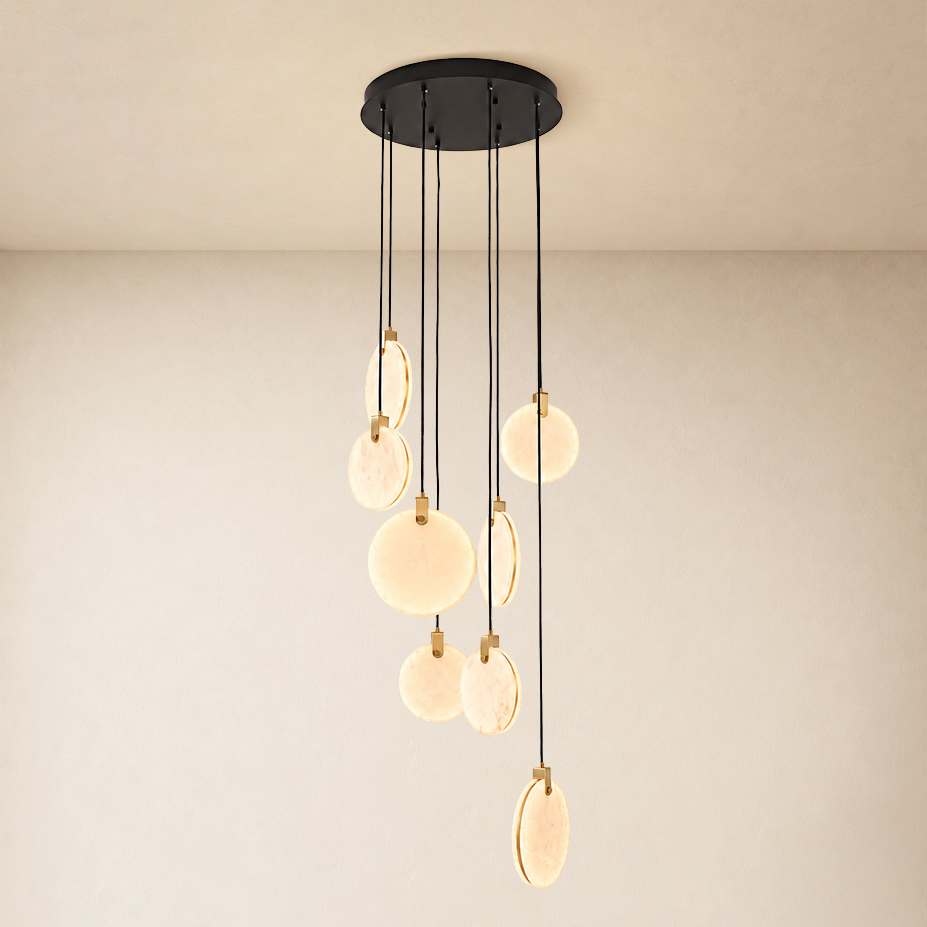 Orbelis Alabaster Round Multi-Light Chandelier 20"D