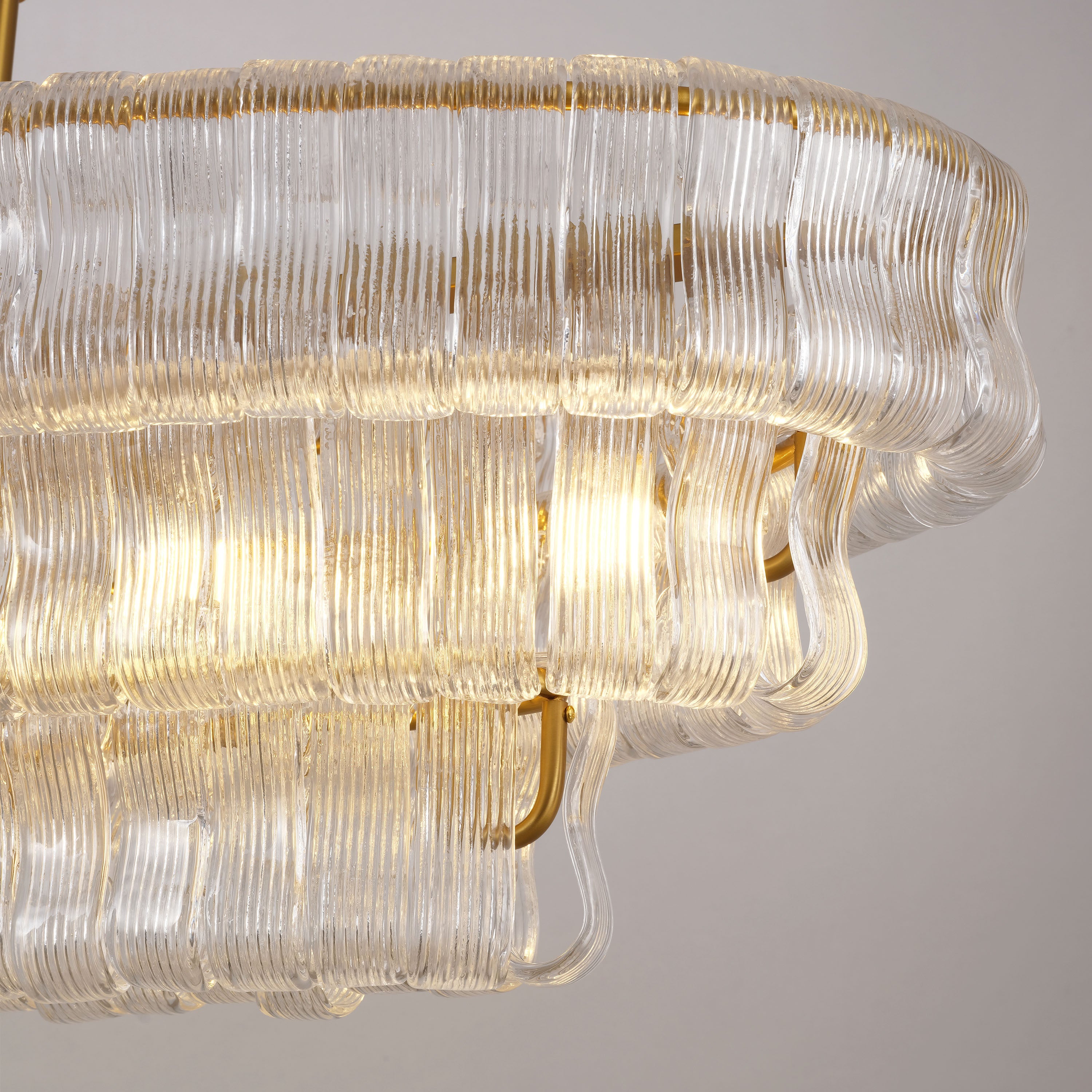 Ondalia Tiered Glass Oval Chandelier 54"W