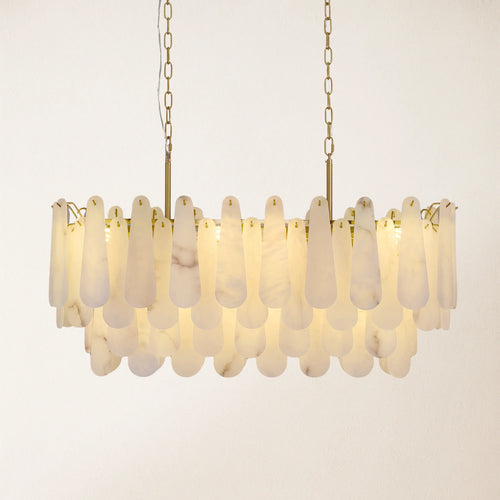 Caldera Alabaster Rectangular Chandelier 40"#Finish_Gold