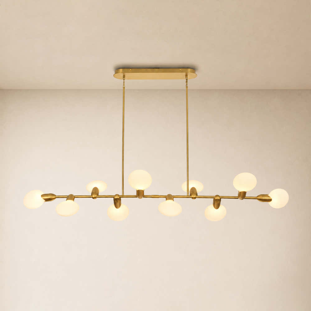 Calantha Petal Glass Linear Chandelier 74"D