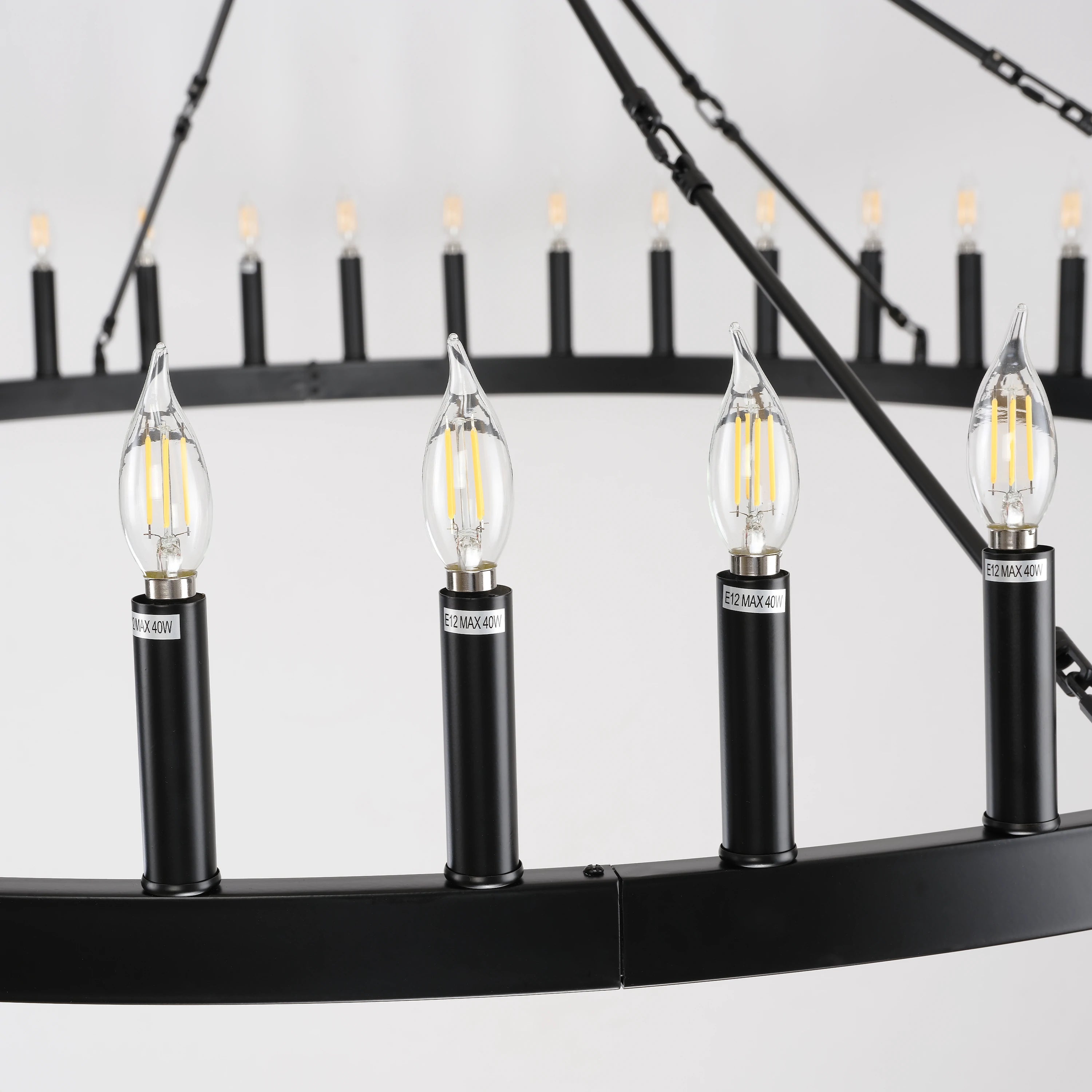 Wagon Wheel Candle Round Chandelier 163cm