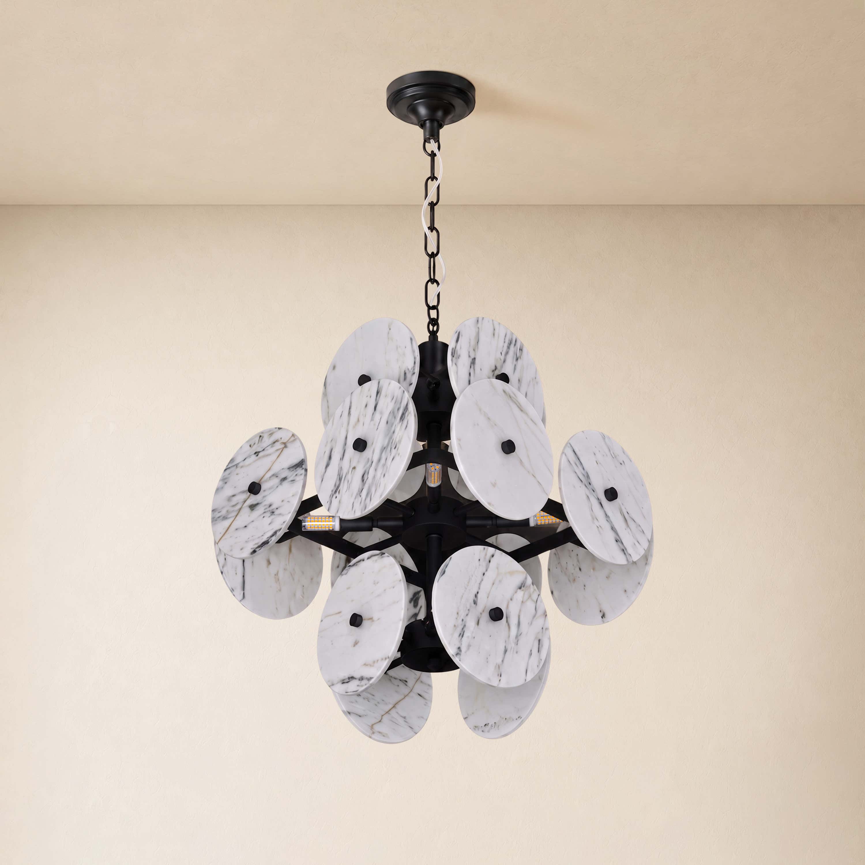 Pietra White Marble Pendant 17.7"D